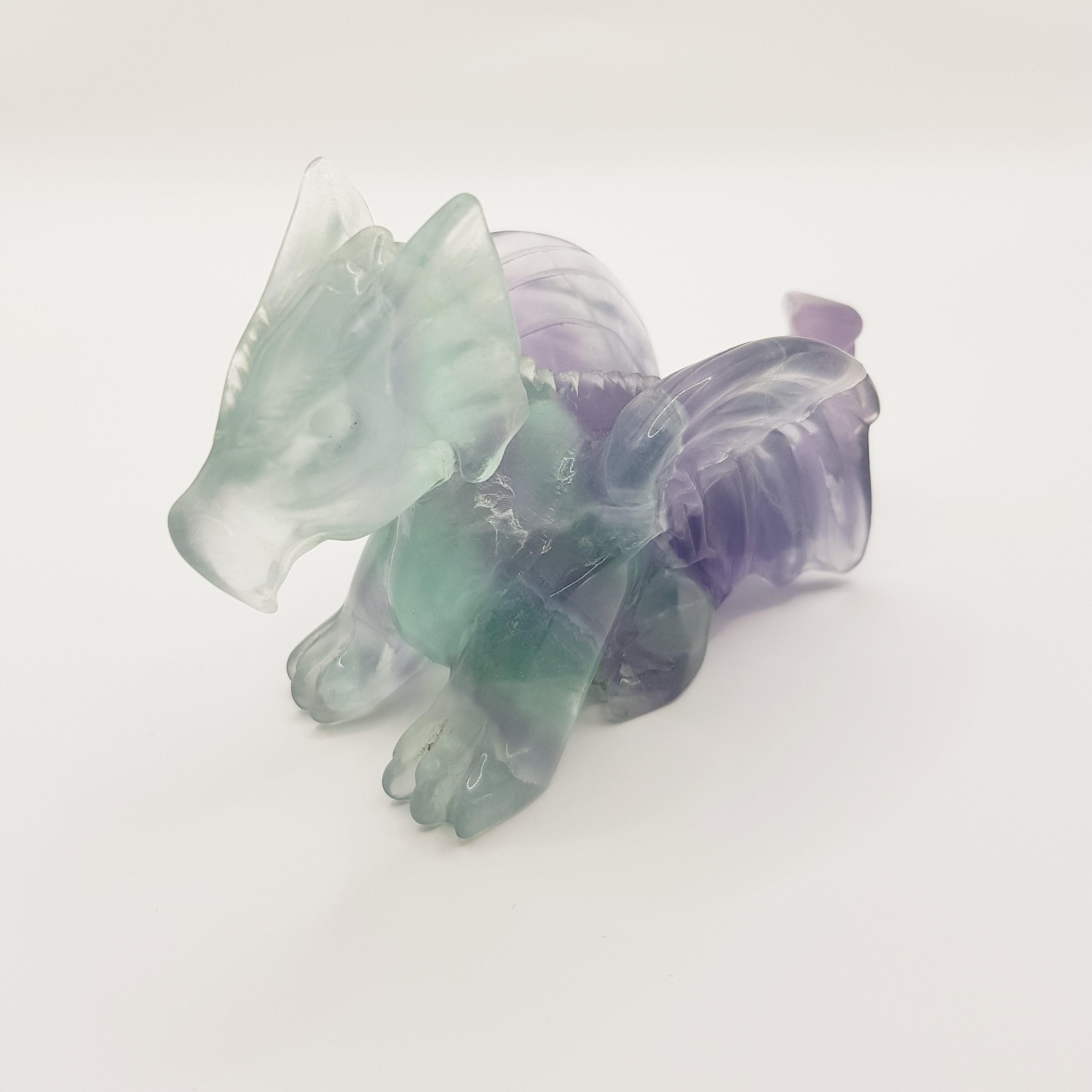Aurora-Drache aus Regenbogen-Fluorit - World of Crystals