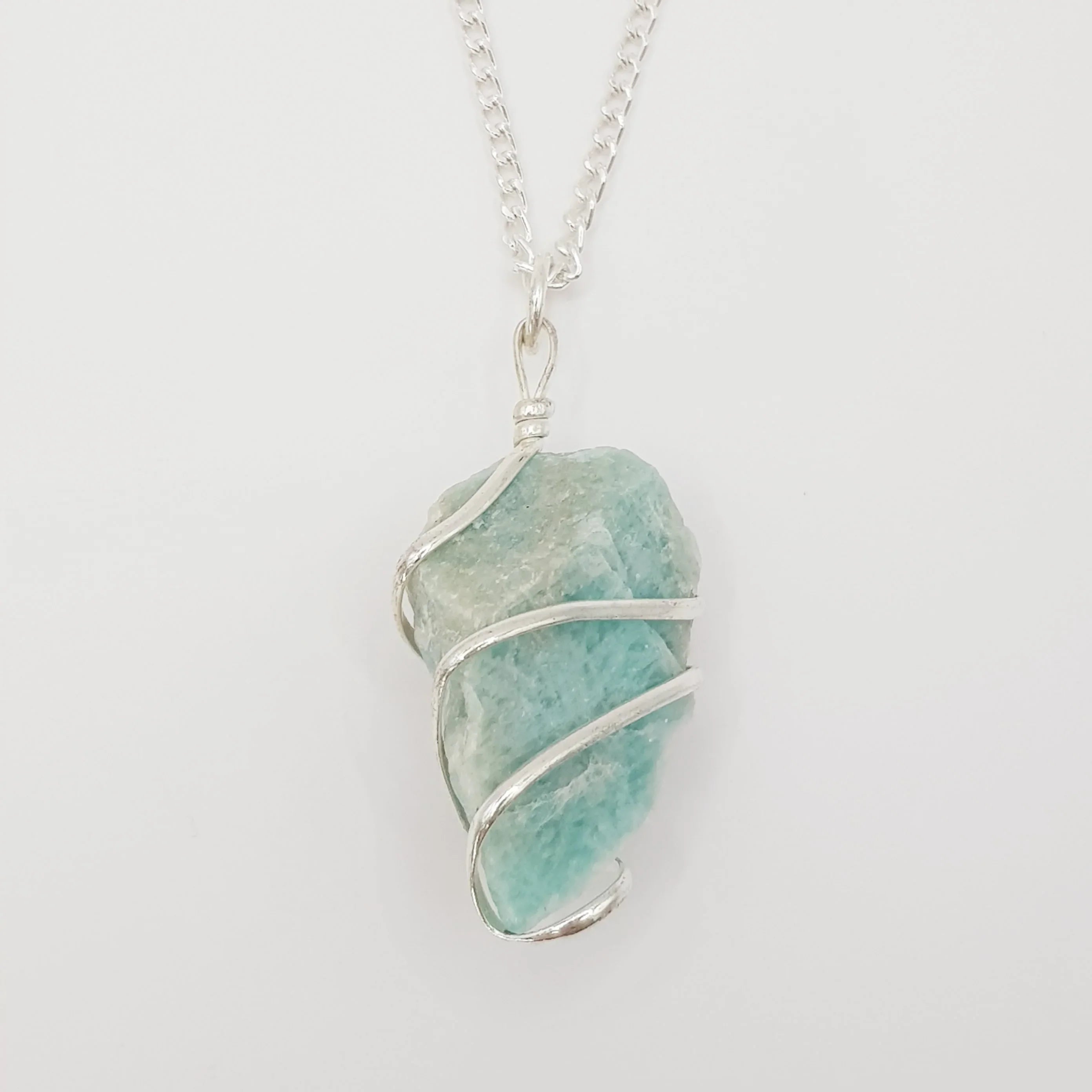 Amazonit-Rohstein Halskette – 3-4cm, Handgefertigt - World of Crystals