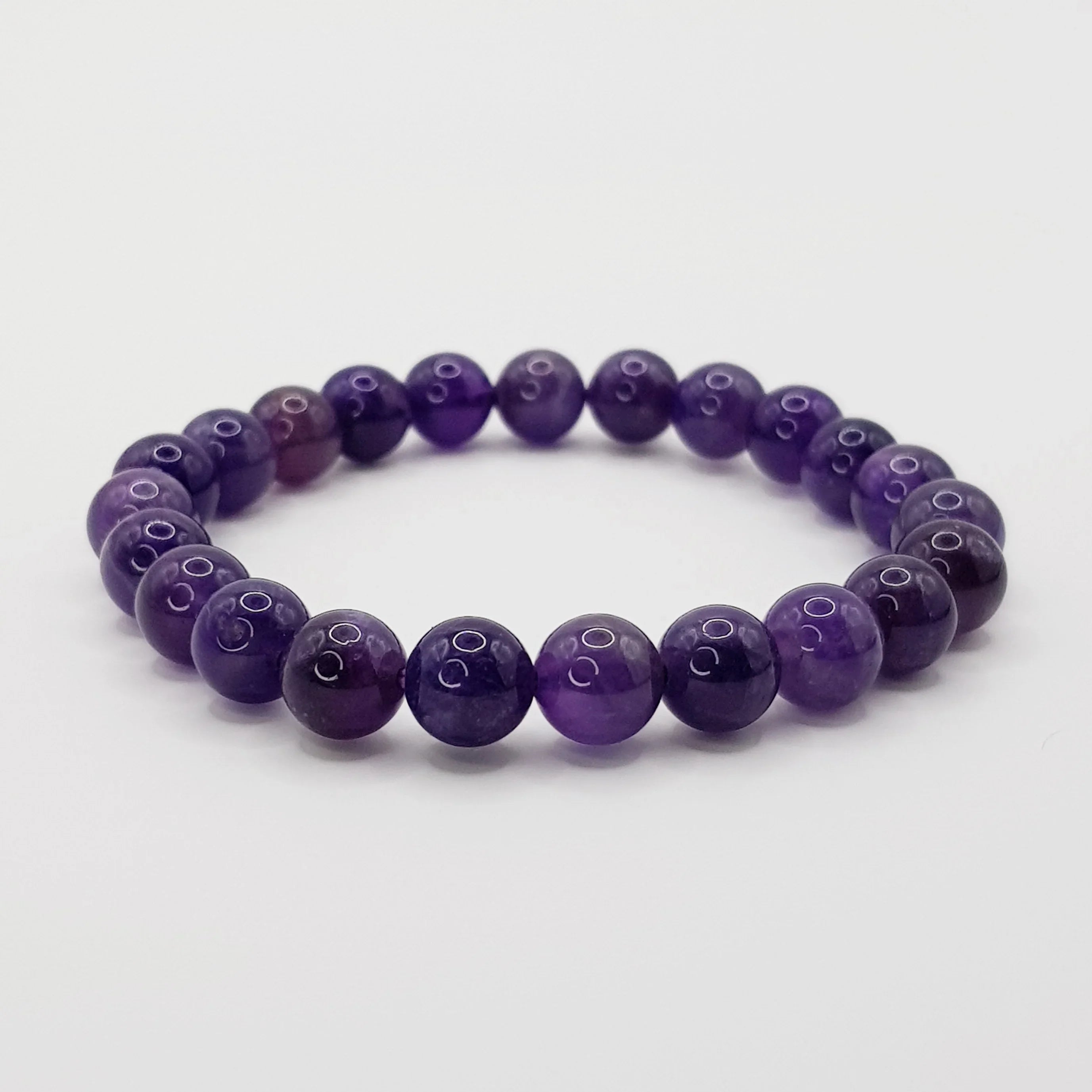 Amethyst-Perlenarmband – One-Size, Dehnbar, Handgefertigt - World of Crystals