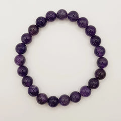 Amethyst-Perlenarmband – One-Size, Dehnbar, Handgefertigt - World of Crystals