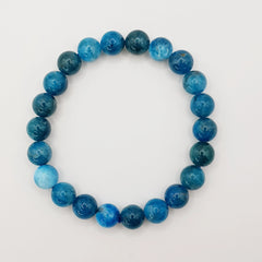 Blauer Apatit-Perlenarmband – One-Size, Dehnbar, Handgefertigt - World of Crystals