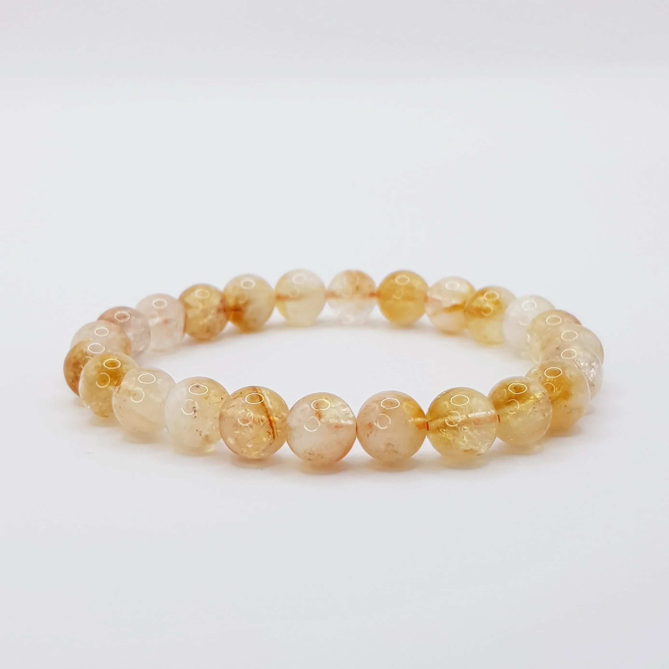 Citrin-Perlenarmband – One-Size, Dehnbar, Handgefertigt - World of Crystals