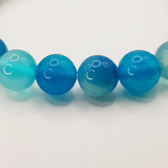 Blauer Onyx-Perlenarmband – One-Size, Dehnbar, Handgefertigt - World of Crystals