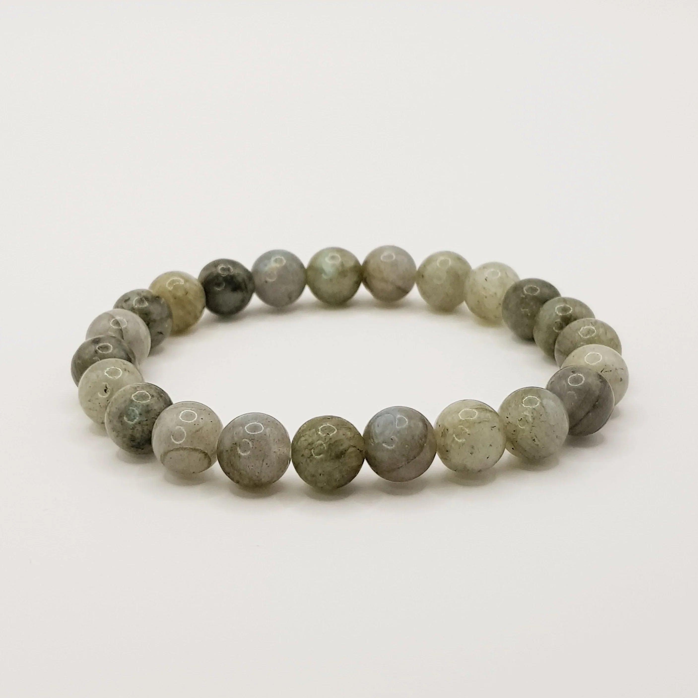 Labradorit-Perlenarmband – One-Size, Dehnbar, Handgefertigt - World of Crystals