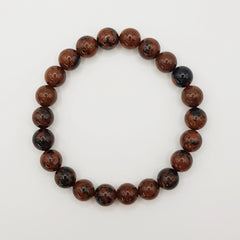 Mahagoni Obsidian-Perlenarmband – One-Size, Dehnbar, Handgefertigt - World of Crystals