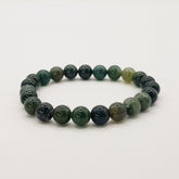 Moosachat-Perlenarmband – One-Size, Dehnbar, Handgefertigt - World of Crystals