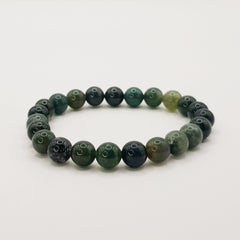 Moosachat-Perlenarmband – One-Size, Dehnbar, Handgefertigt - World of Crystals