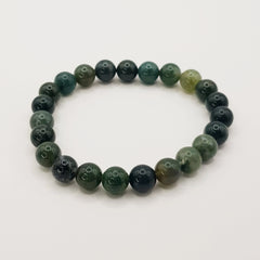 Moosachat-Perlenarmband – One-Size, Dehnbar, Handgefertigt - World of Crystals