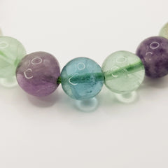 Regenbogen Fluorit-Perlenarmband – One-Size, Dehnbar, Handgefertigt - World of Crystals
