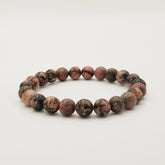 Rhodonit-Perlenarmband – One-Size, Dehnbar, Handgefertigt - World of Crystals
