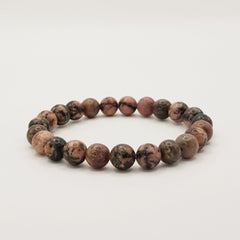 Rhodonit-Perlenarmband – One-Size, Dehnbar, Handgefertigt - World of Crystals