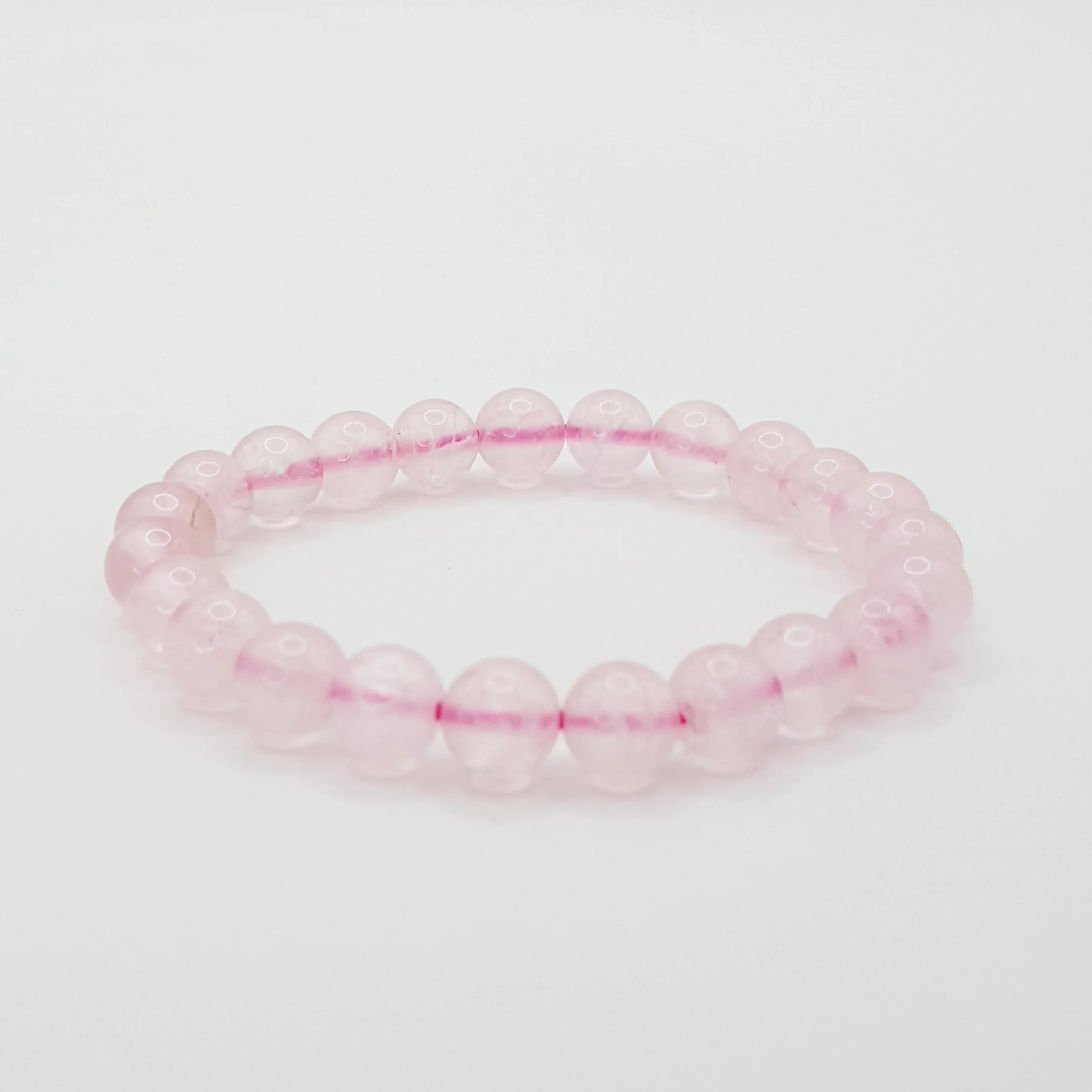 Rosenquarz-Perlenarmband – One-Size, Dehnbar, Handgefertigt - World of Crystals