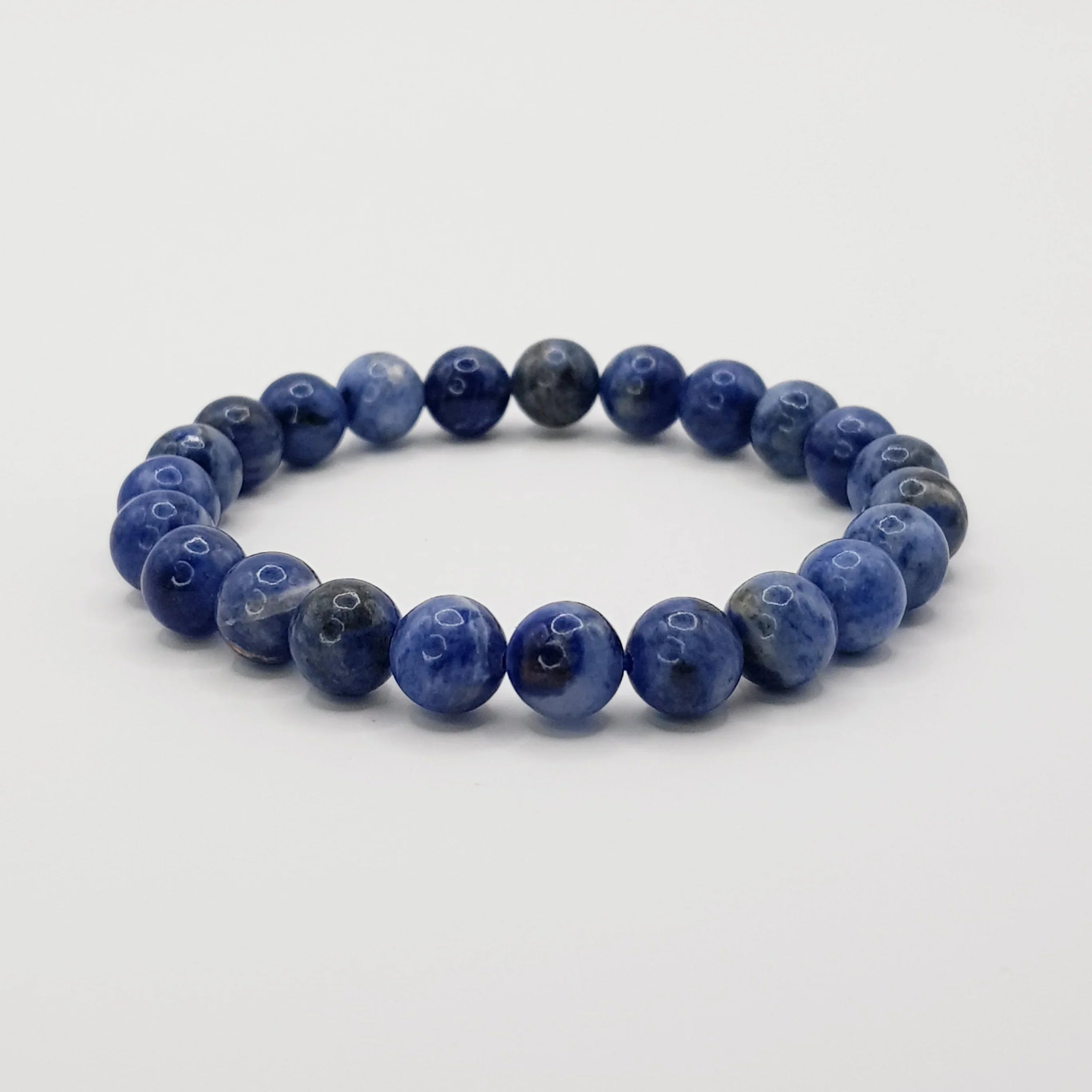 Sodalith-Perlenarmband – One-Size, Dehnbar, Handgefertigt - World of Crystals