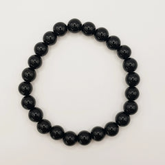 Schwarzer Obsidian-Perlenarmband – One-Size, Dehnbar, Handgefertigt - World of Crystals