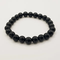 Schwarzer Obsidian-Perlenarmband – One-Size, Dehnbar, Handgefertigt - World of Crystals