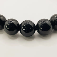 Schwarzer Obsidian-Perlenarmband – One-Size, Dehnbar, Handgefertigt - World of Crystals