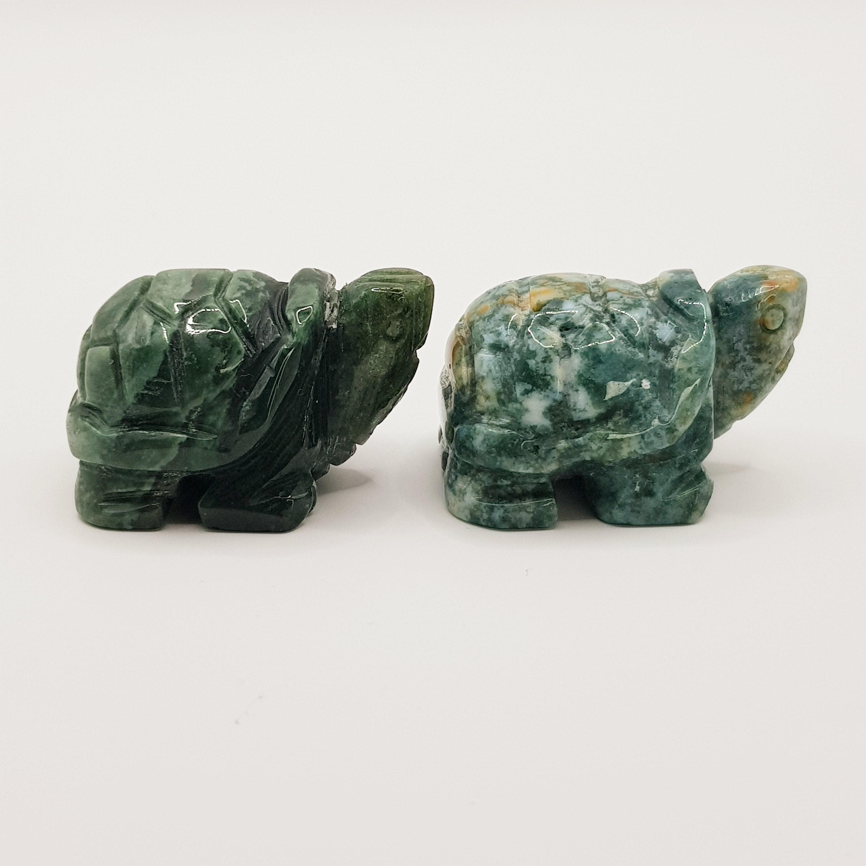 Schutzschildkröte aus Moosachat - World of Crystals