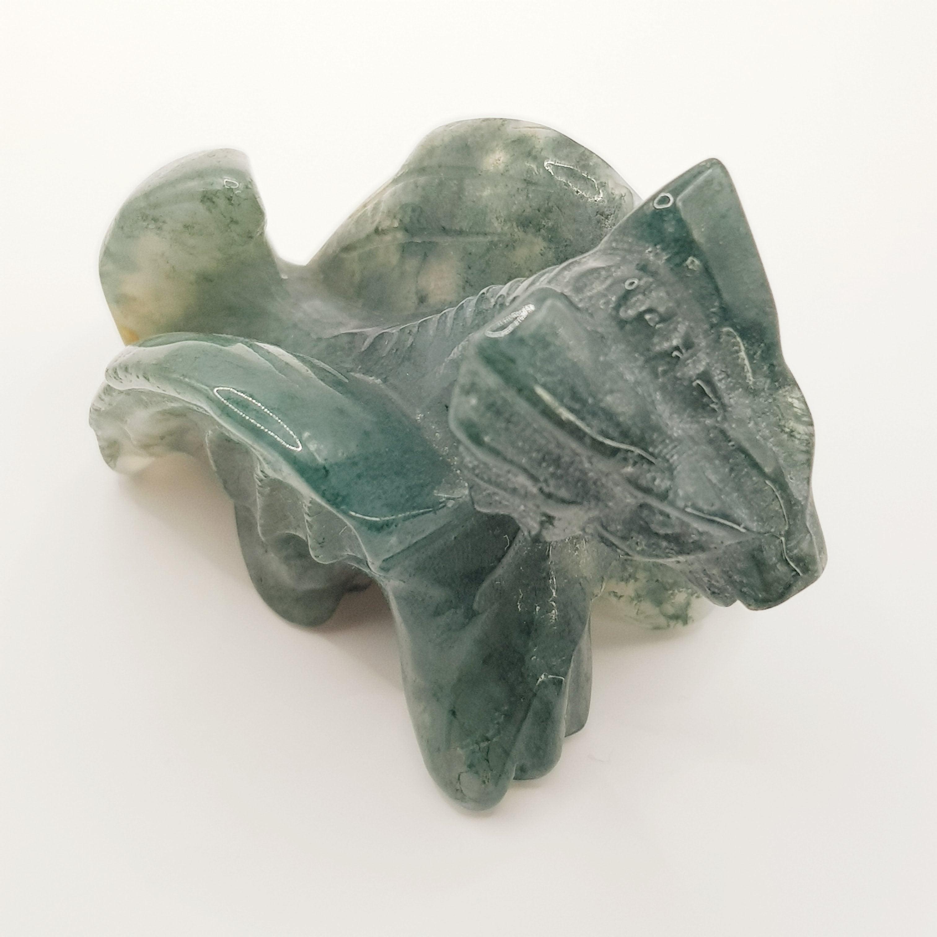 Mini Schutzdrache aus Moosachat - World of Crystals