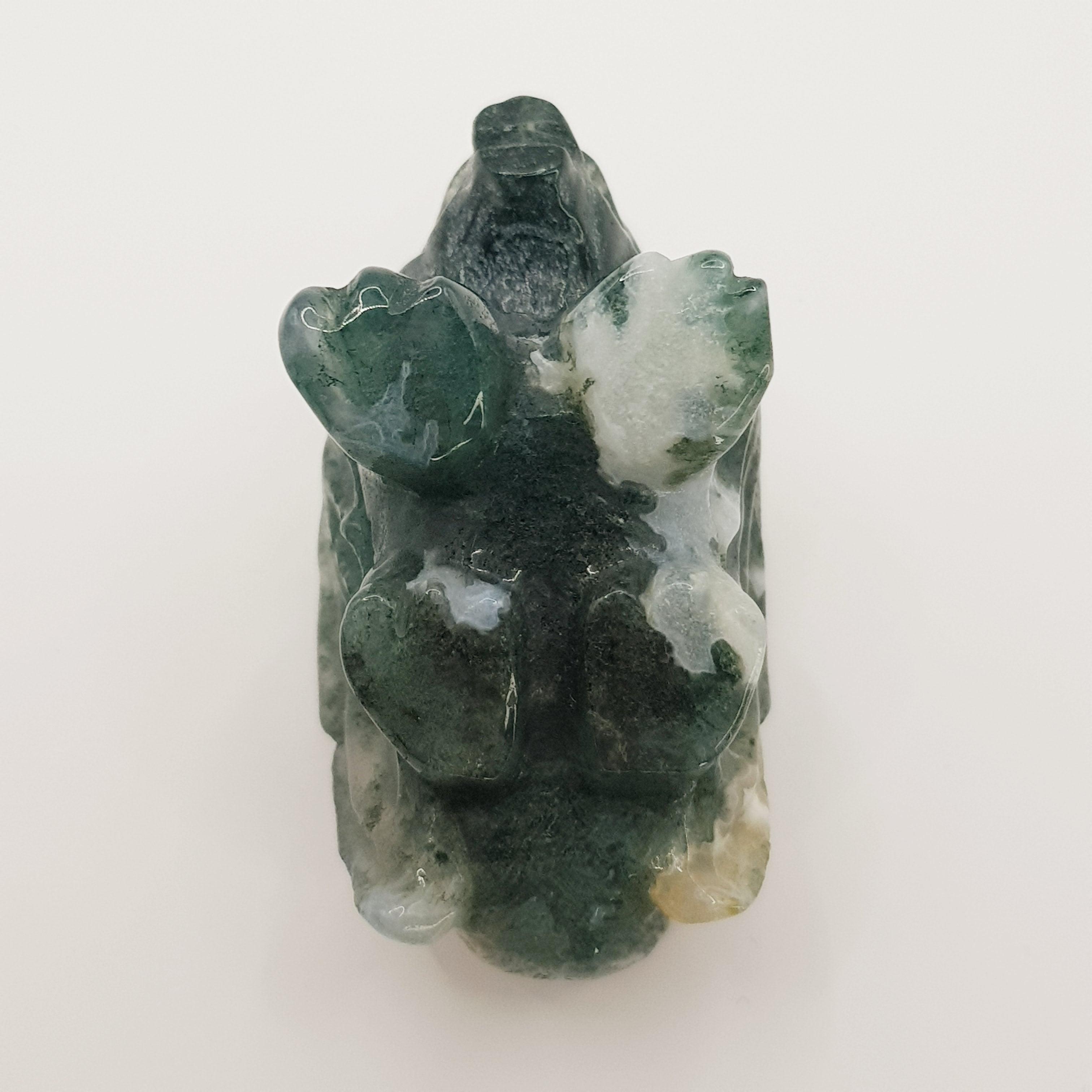 Mini Schutzdrache aus Moosachat - World of Crystals