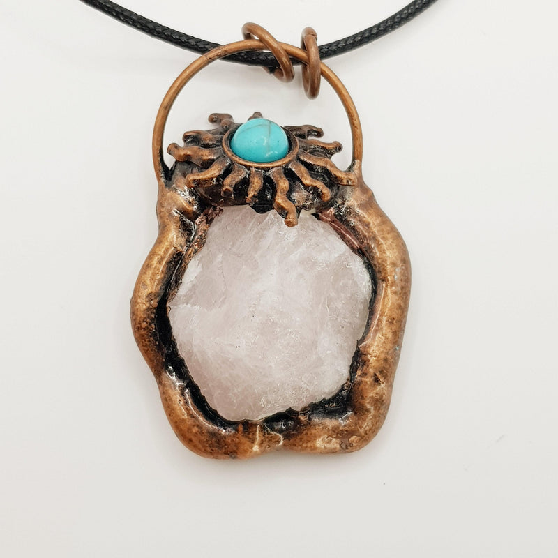 Schutzstein-Amulett mit Rosenquarz