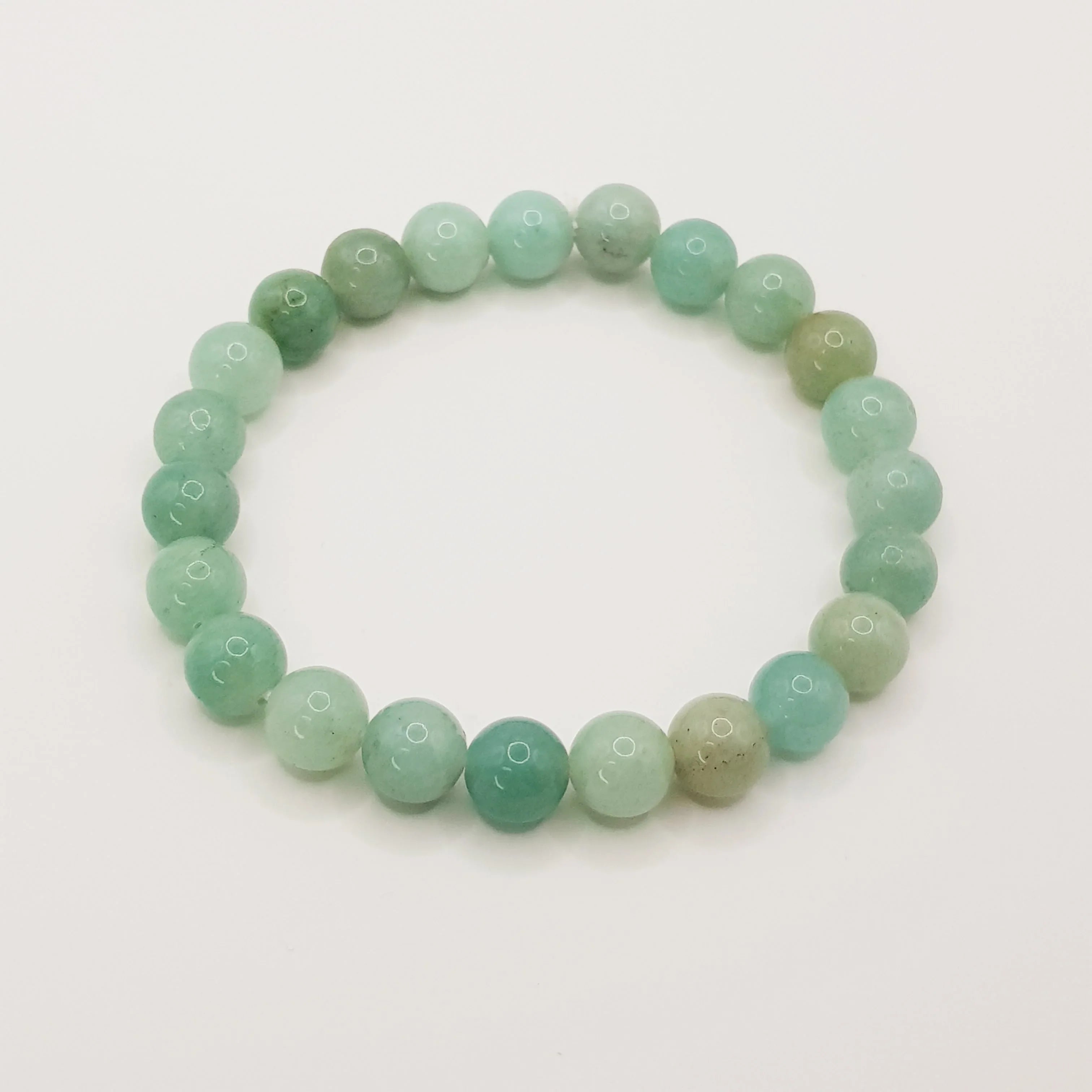 Amazonit-Perlenarmband – One-Size, Dehnbar, Handgefertigt - World of Crystals