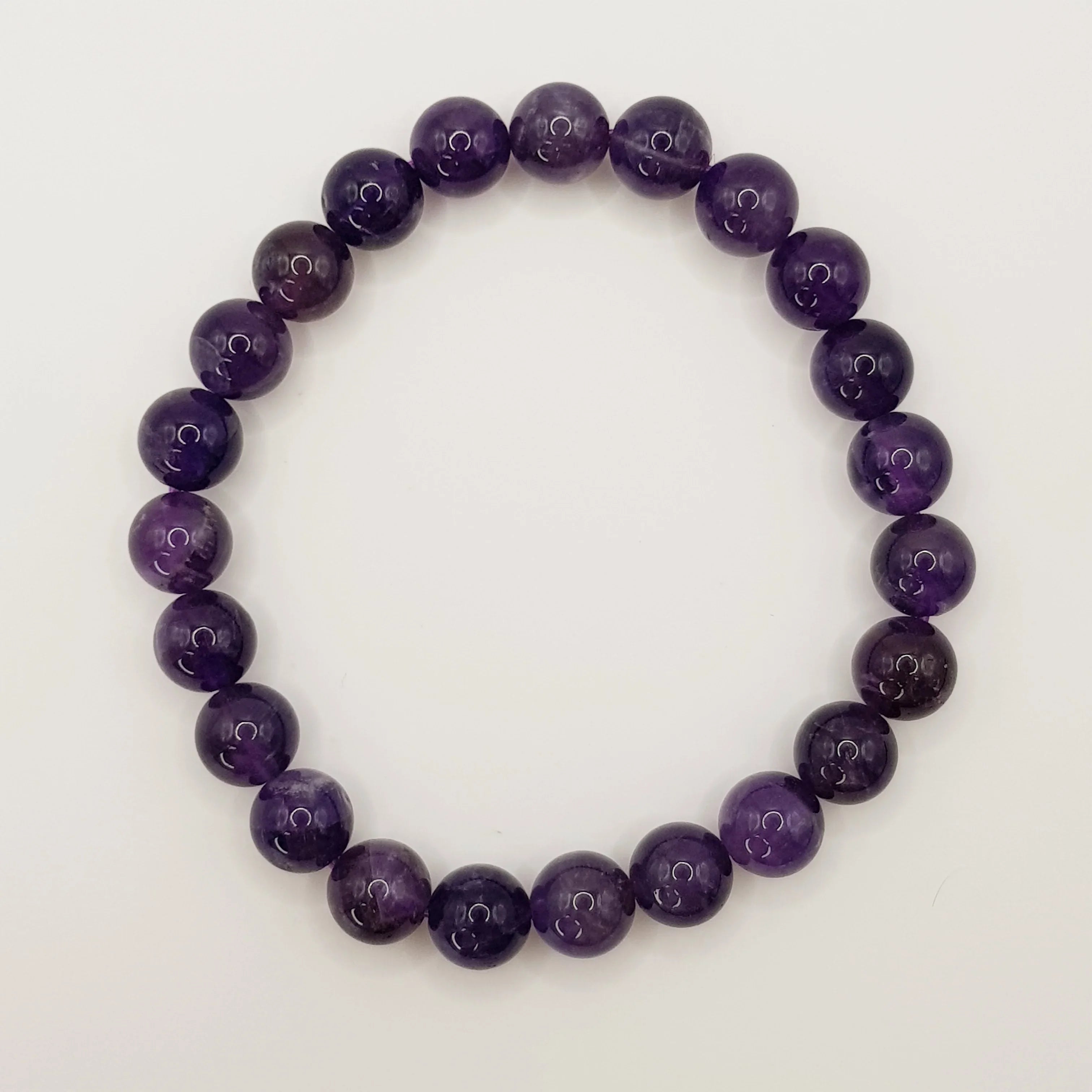 Amethyst-Perlenarmband – One-Size, Dehnbar, Handgefertigt - World of Crystals