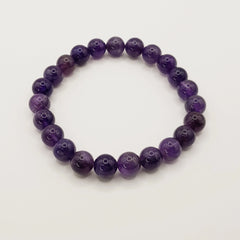Amethyst-Perlenarmband – One-Size, Dehnbar, Handgefertigt - World of Crystals