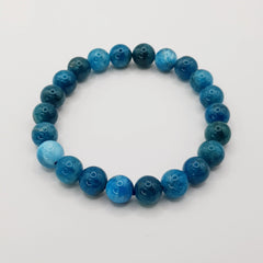 Blauer Apatit-Perlenarmband – One-Size, Dehnbar, Handgefertigt - World of Crystals