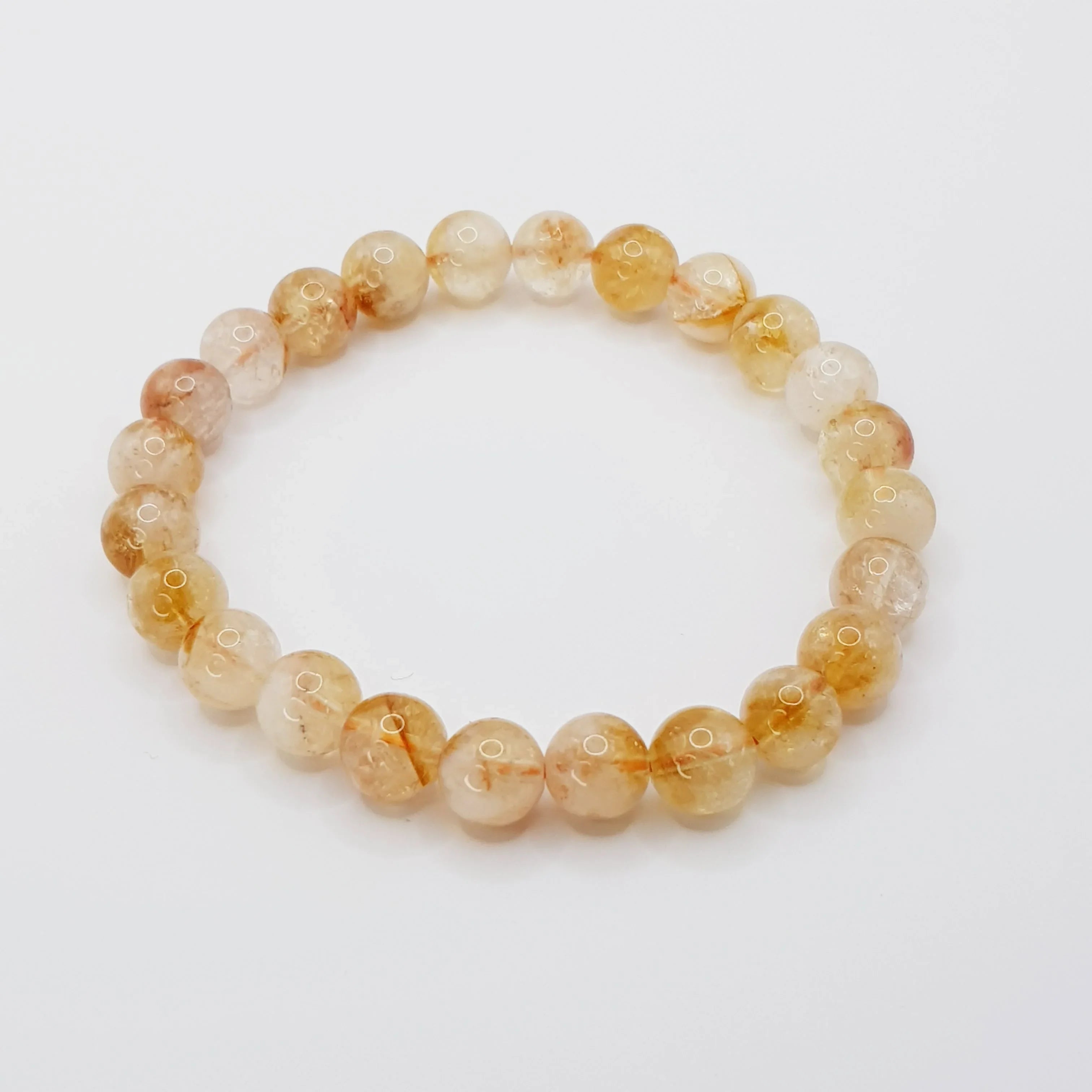 Citrin-Perlenarmband – One-Size, Dehnbar, Handgefertigt - World of Crystals