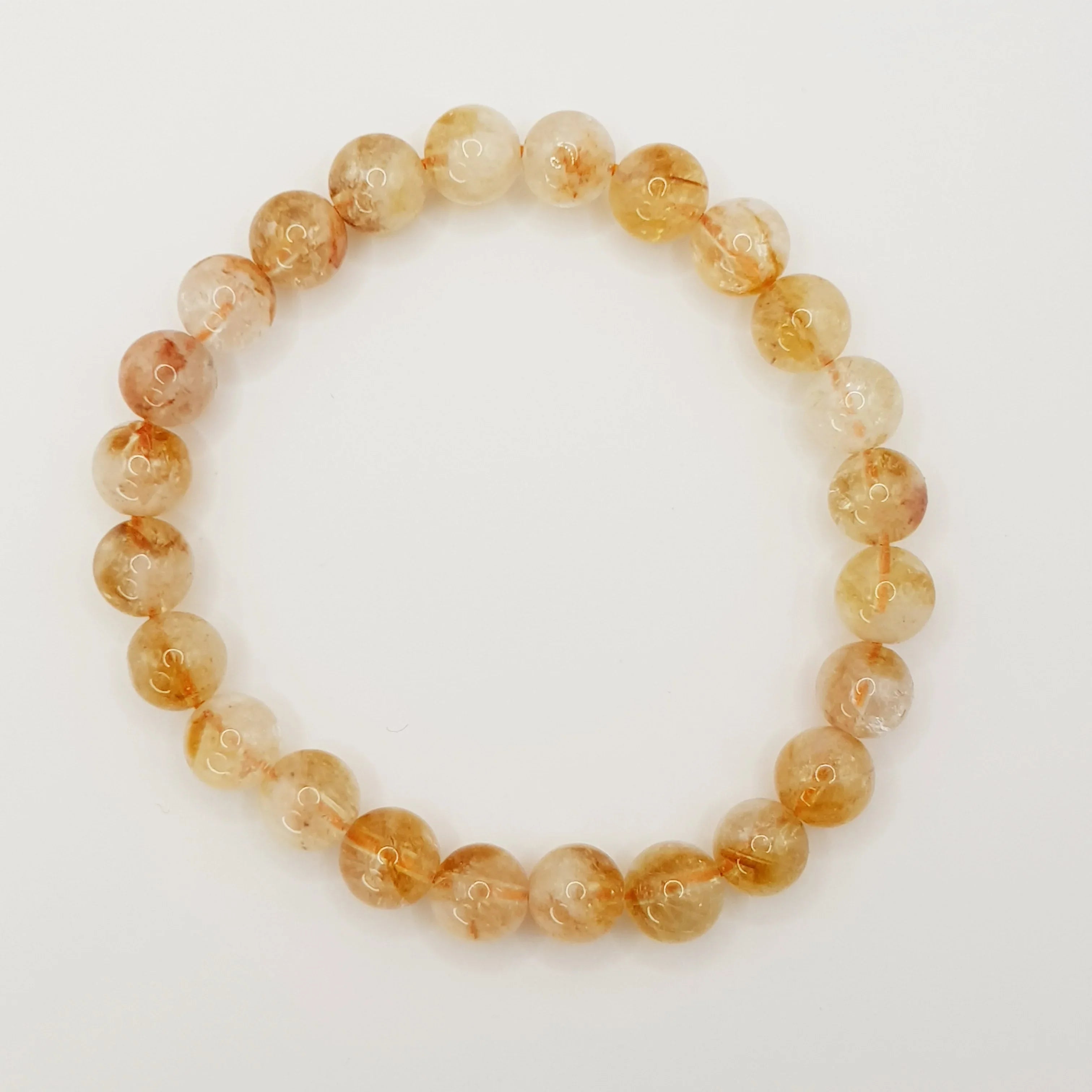 Citrin-Perlenarmband – One-Size, Dehnbar, Handgefertigt - World of Crystals