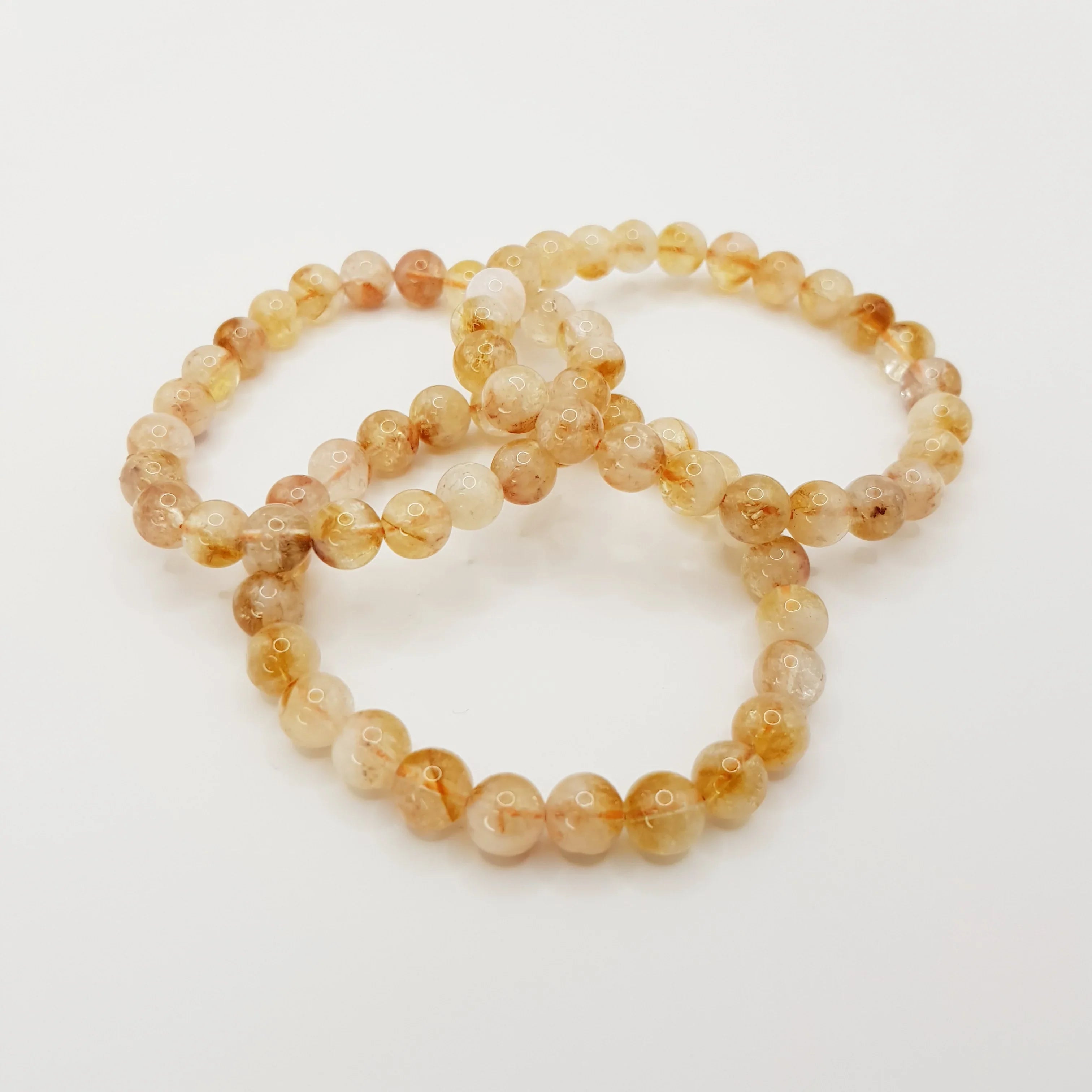 Citrin-Perlenarmband – One-Size, Dehnbar, Handgefertigt - World of Crystals