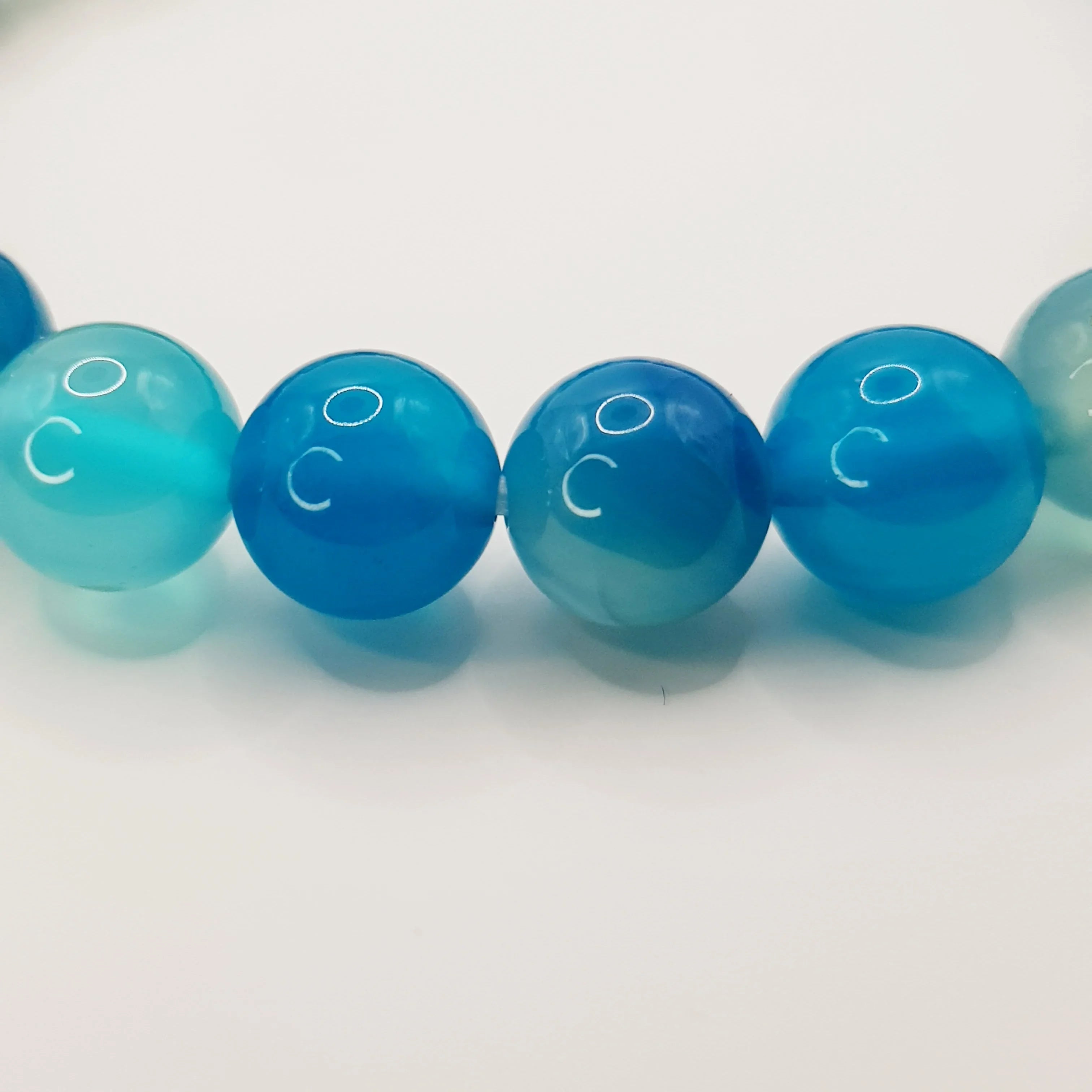 Blauer Onyx-Perlenarmband – One-Size, Dehnbar, Handgefertigt - World of Crystals