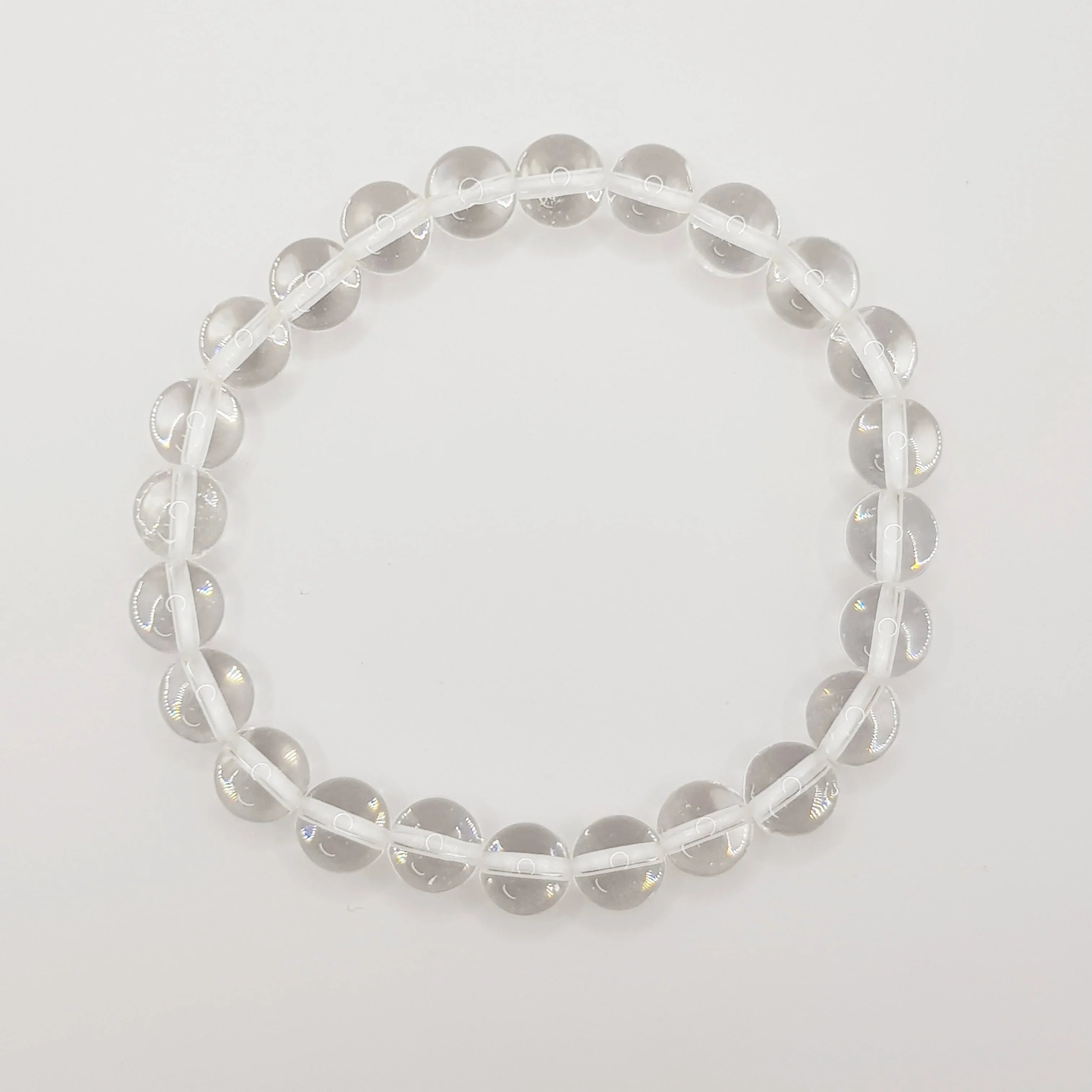 Klarer Quarz-Perlenarmband – One-Size, Dehnbar, Handgefertigt - World of Crystals