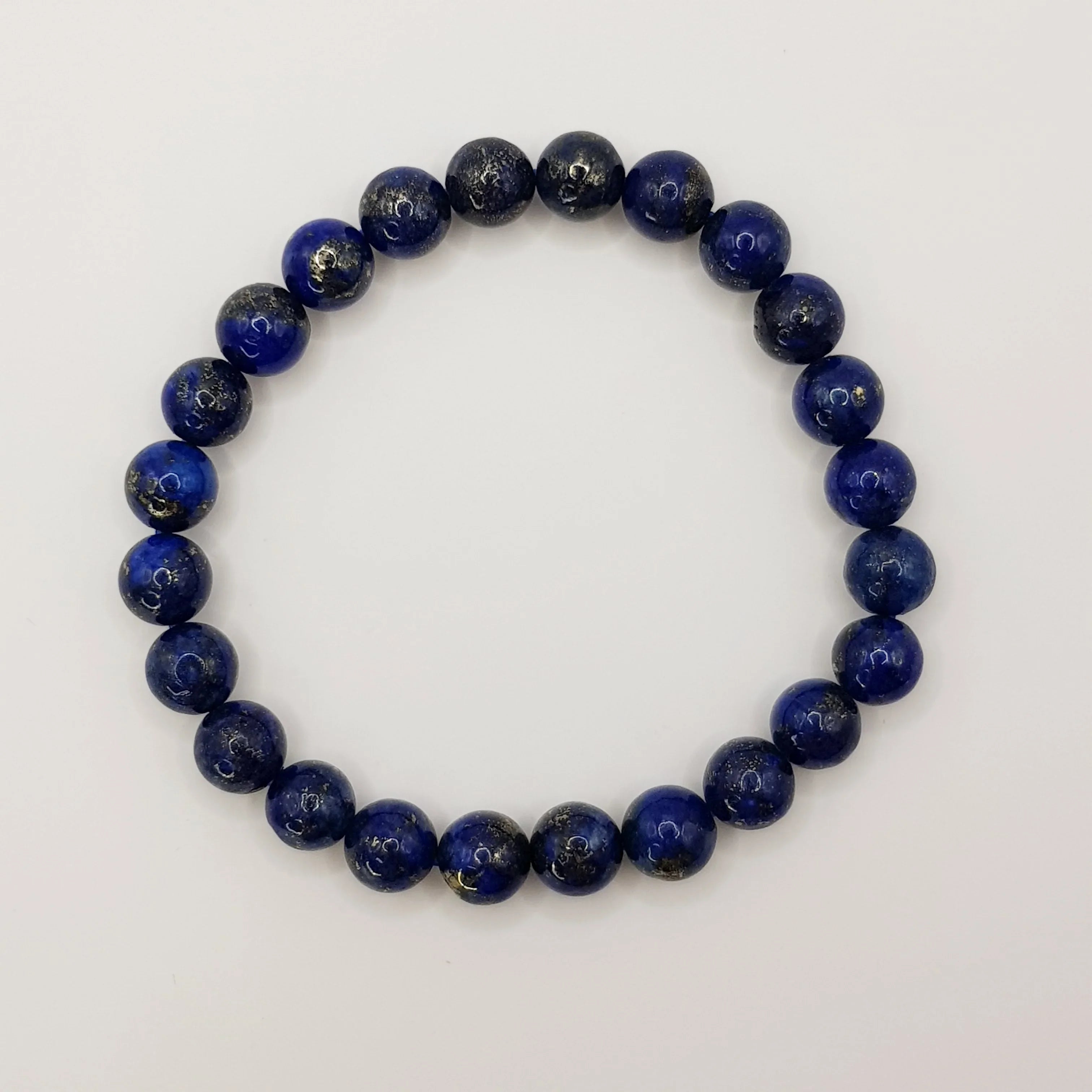 Lapislazuli-Perlenarmband – One-Size, Dehnbar, Handgefertigt - World of Crystals