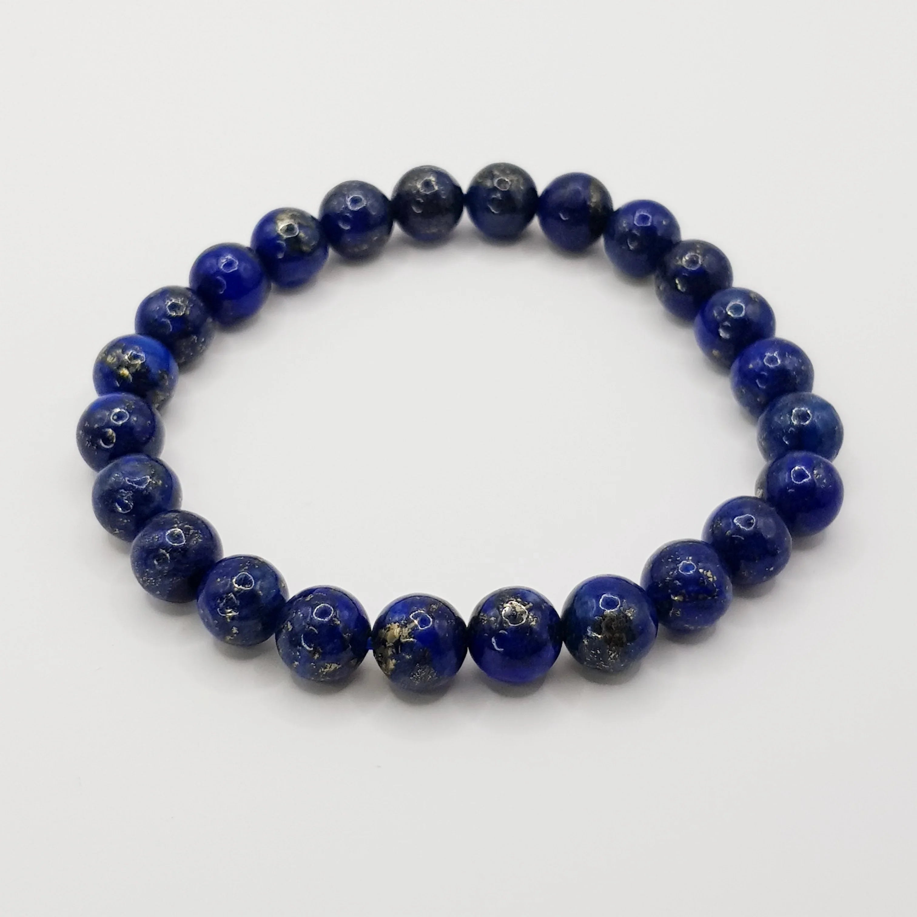 Lapislazuli-Perlenarmband – One-Size, Dehnbar, Handgefertigt - World of Crystals