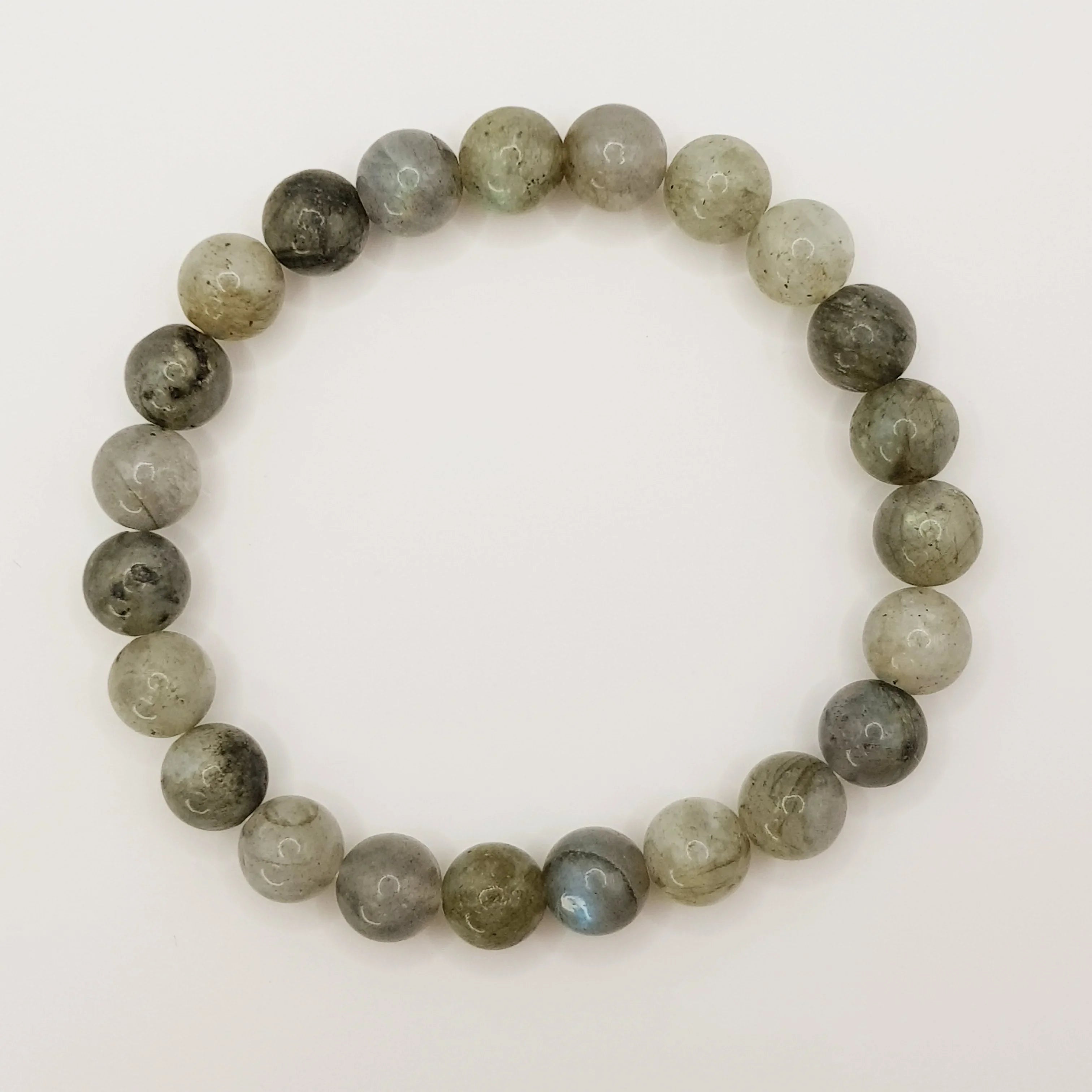 Labradorit-Perlenarmband – One-Size, Dehnbar, Handgefertigt - World of Crystals