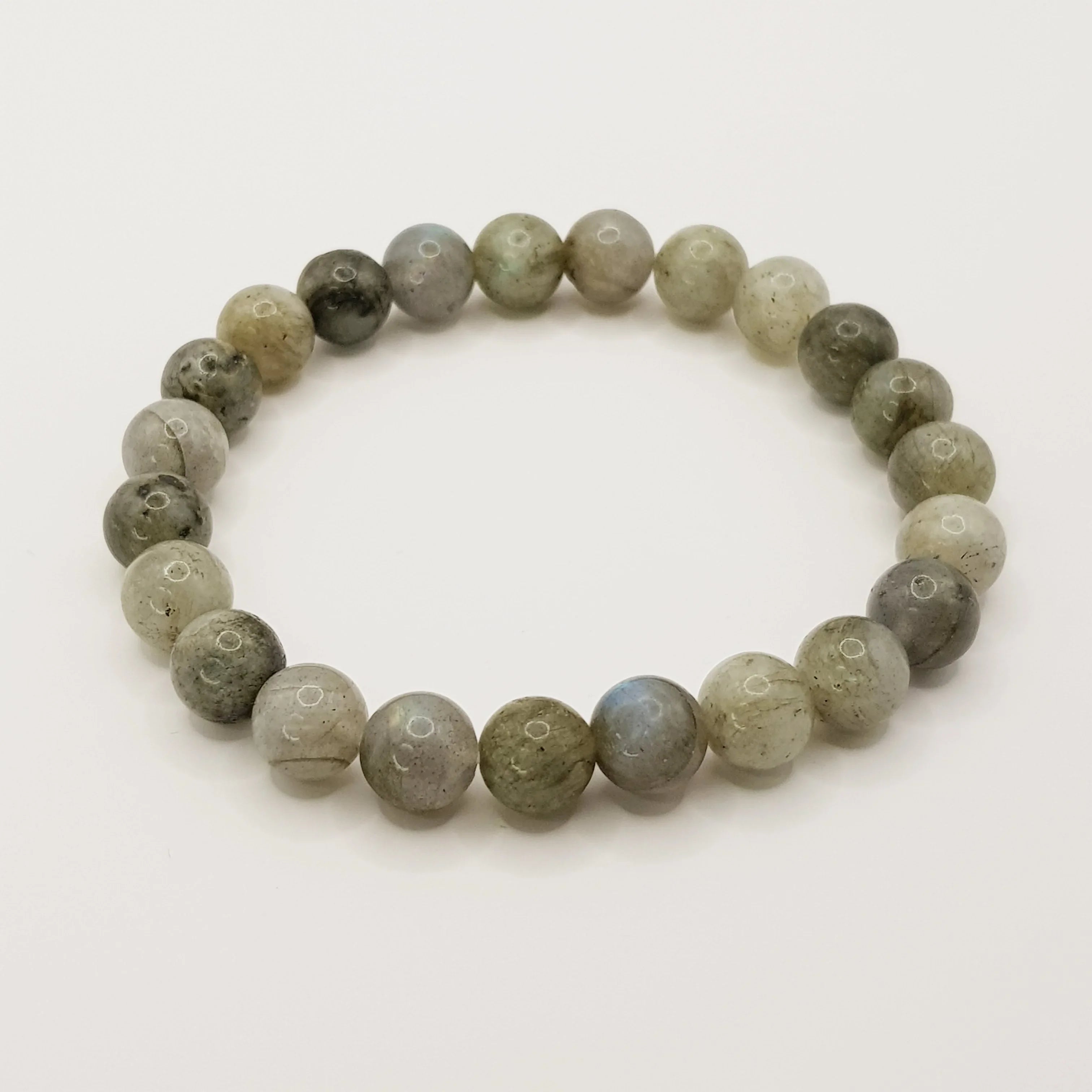 Labradorit-Perlenarmband – One-Size, Dehnbar, Handgefertigt - World of Crystals