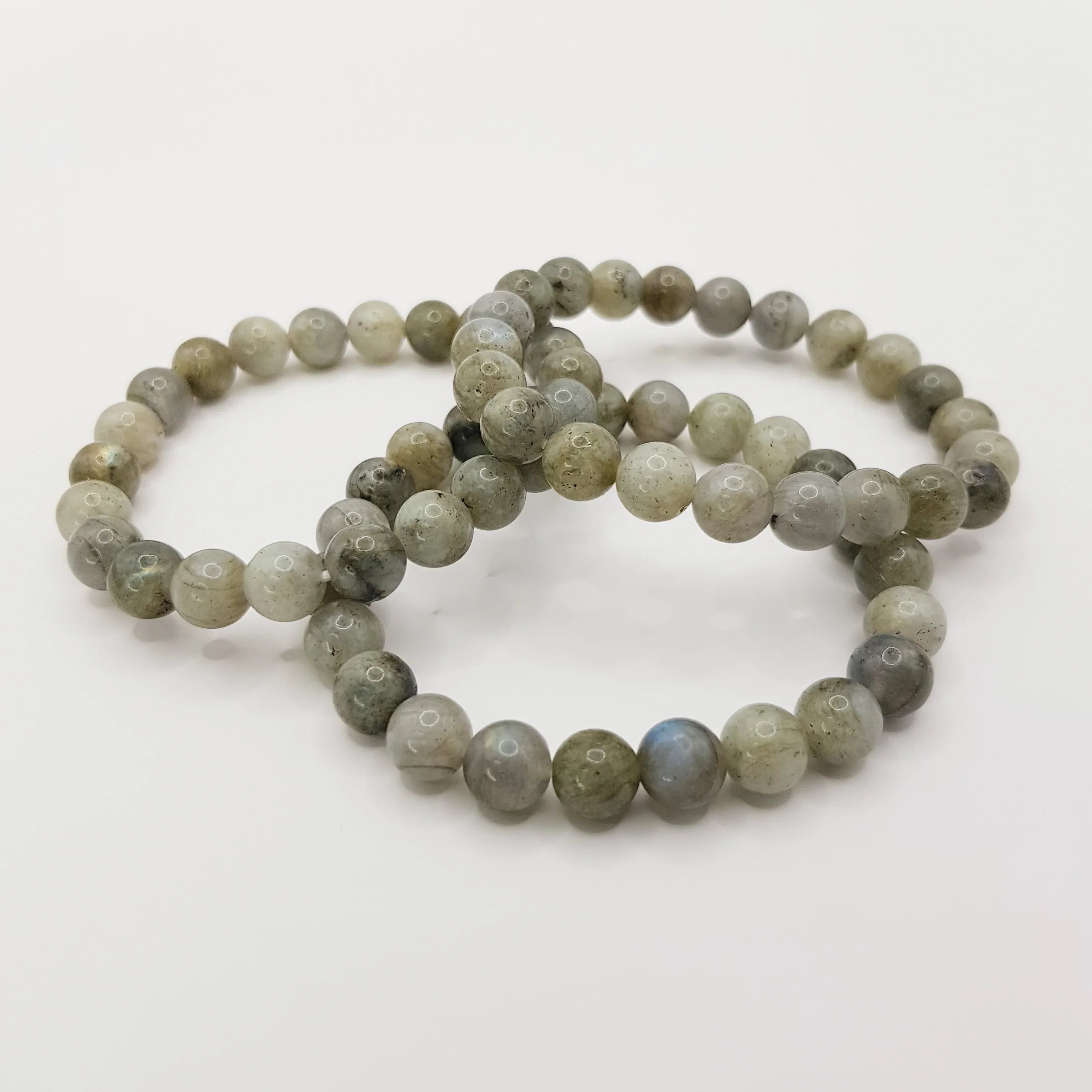 Labradorit-Perlenarmband – One-Size, Dehnbar, Handgefertigt - World of Crystals