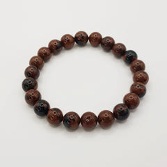 Mahagoni Obsidian-Perlenarmband – One-Size, Dehnbar, Handgefertigt - World of Crystals