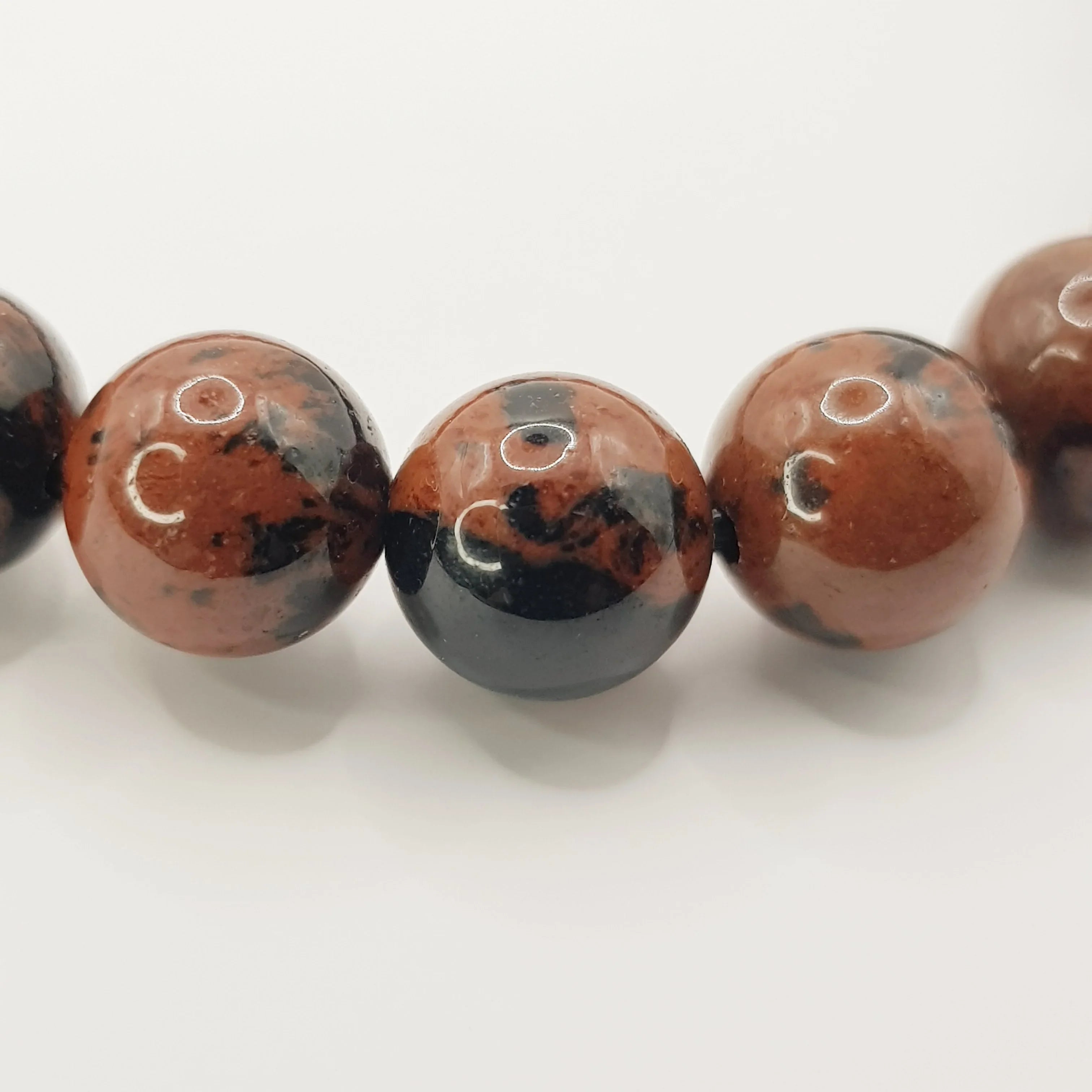 Mahagoni Obsidian-Perlenarmband – One-Size, Dehnbar, Handgefertigt - World of Crystals