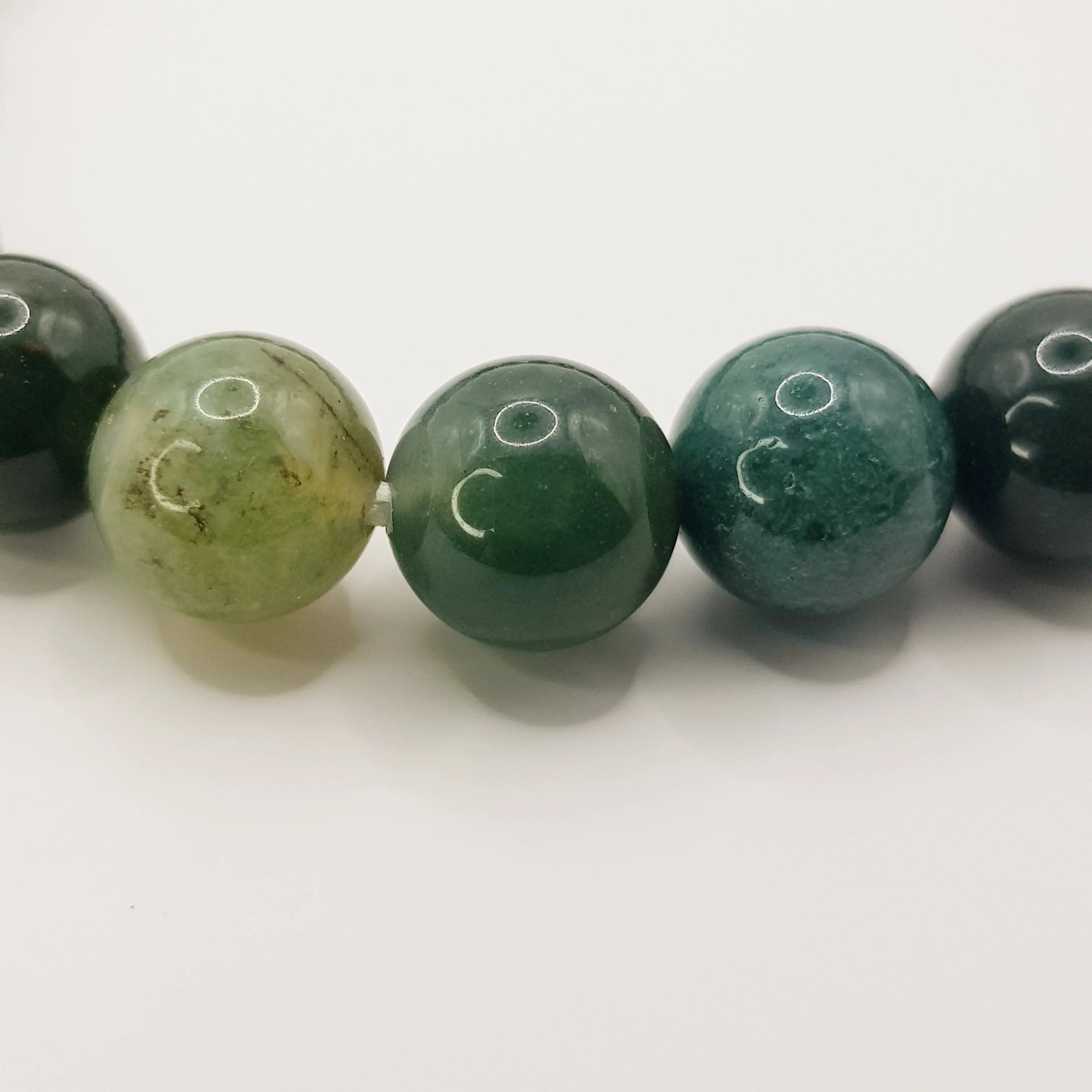 Moosachat-Perlenarmband – One-Size, Dehnbar, Handgefertigt - World of Crystals