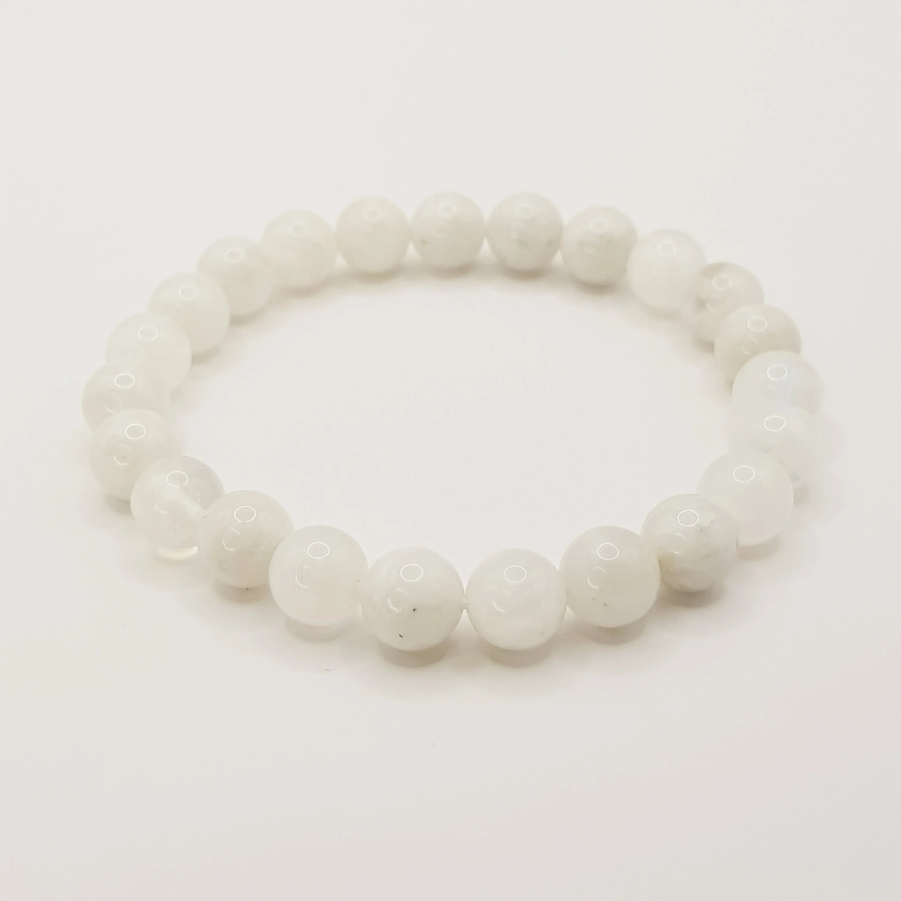 Regenbogen Mondstein-Perlenarmband – One-Size, Dehnbar, Handgefertigt - World of Crystals