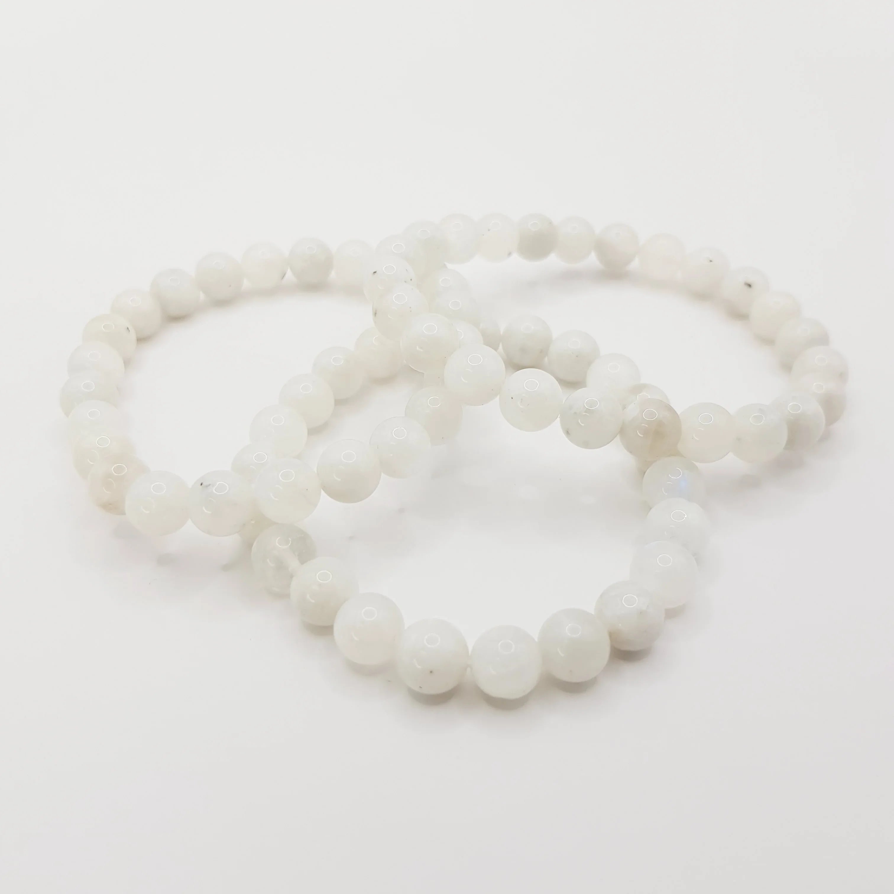 Regenbogen Mondstein-Perlenarmband – One-Size, Dehnbar, Handgefertigt - World of Crystals