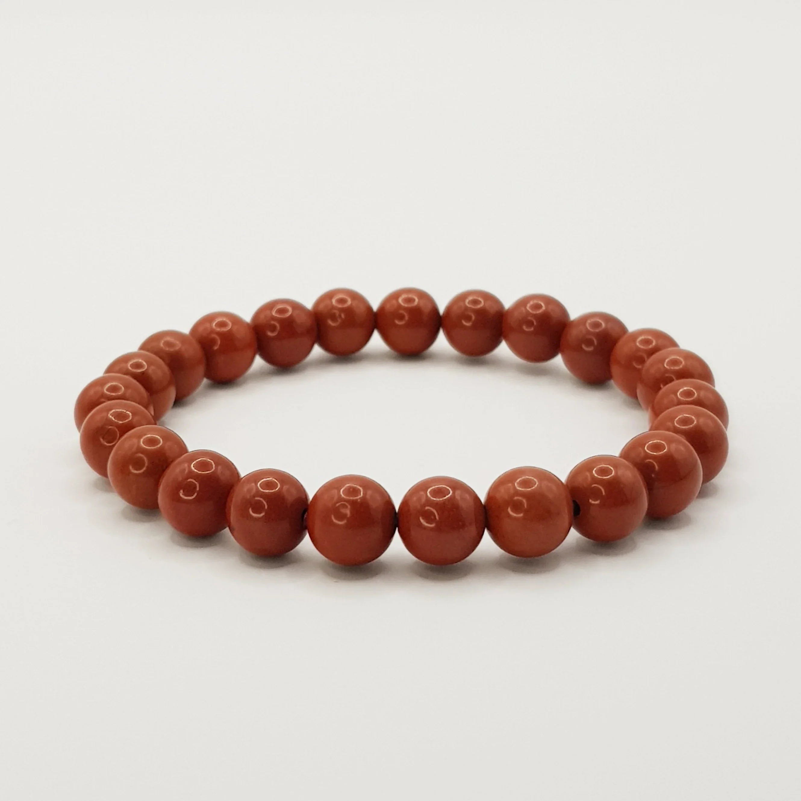 Roter Jaspis-Perlenarmband – One-Size, Dehnbar, Handgefertigt - World of Crystals