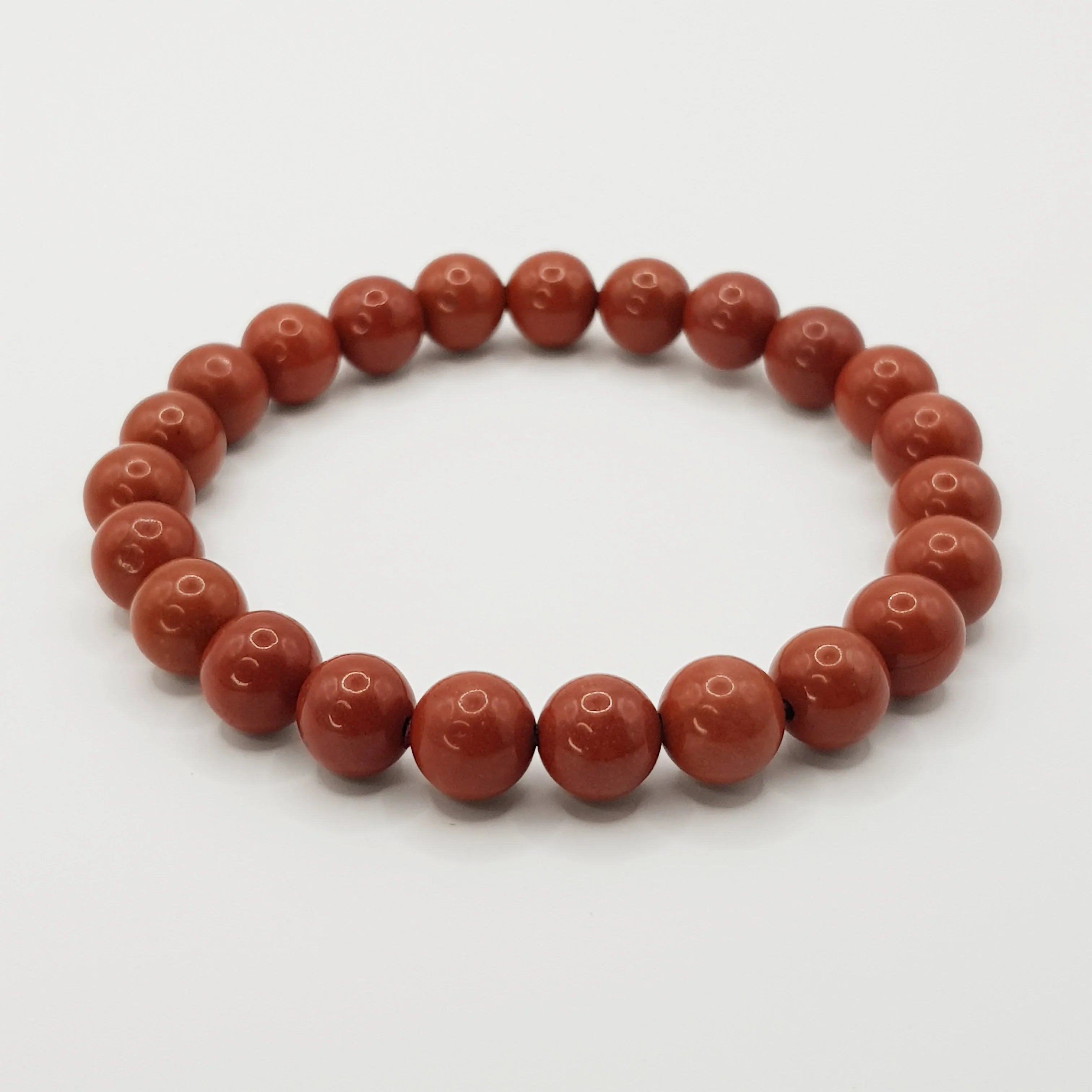 Roter Jaspis-Perlenarmband – One-Size, Dehnbar, Handgefertigt - World of Crystals
