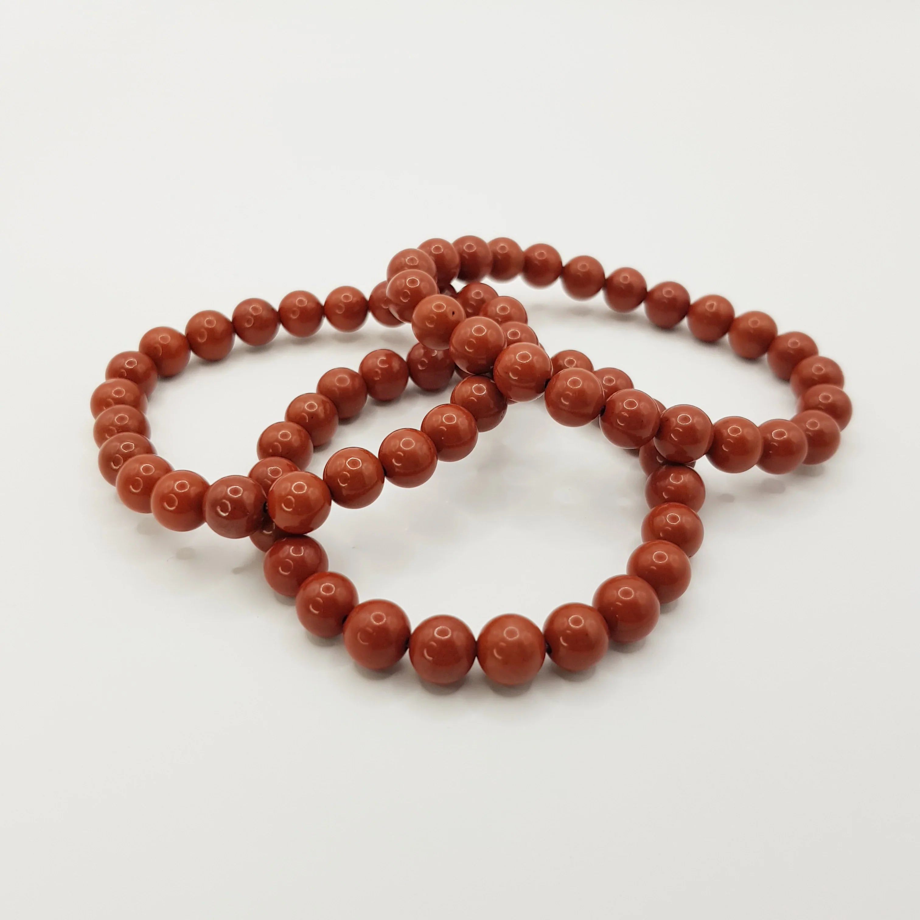 Roter Jaspis-Perlenarmband – One-Size, Dehnbar, Handgefertigt - World of Crystals
