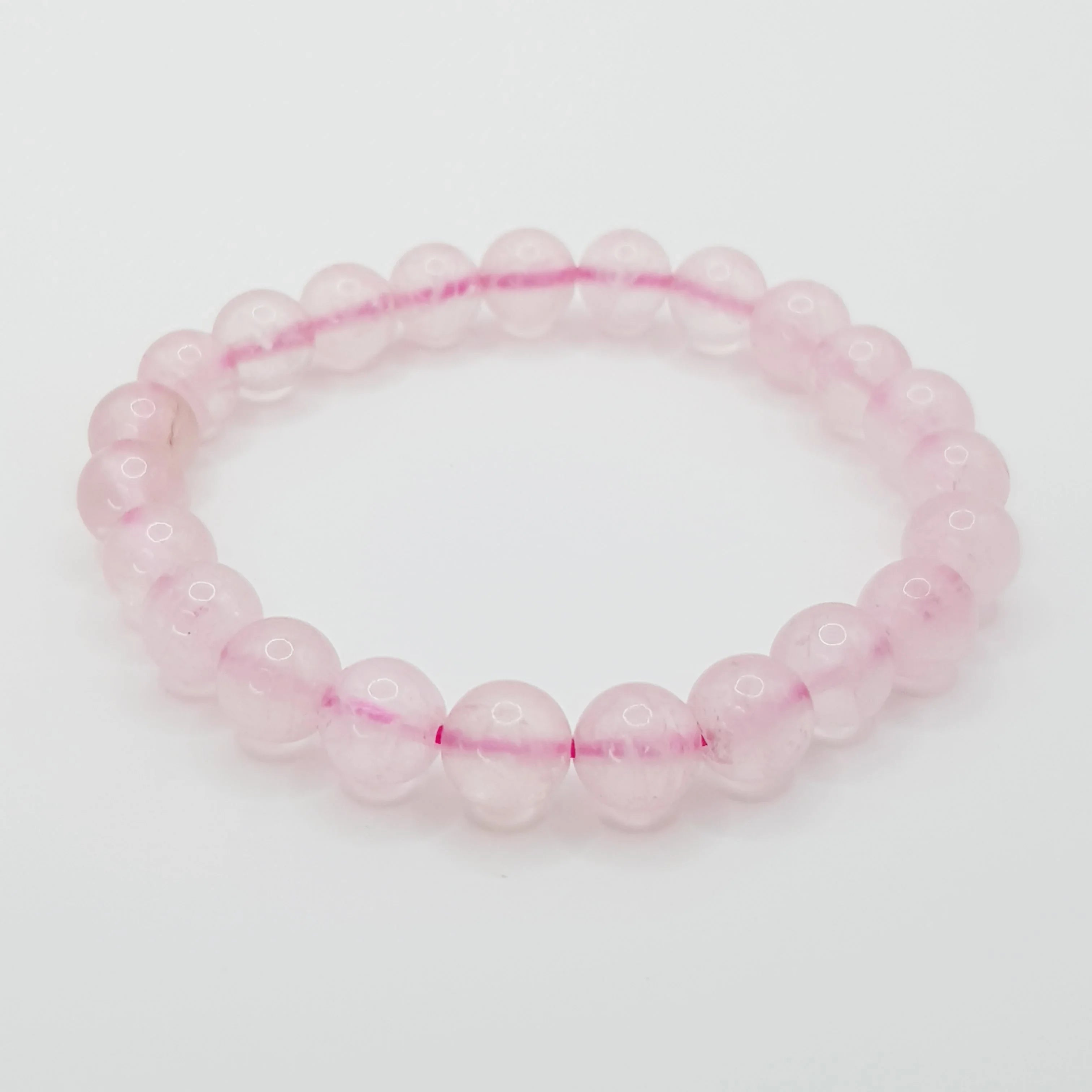 Rosenquarz-Perlenarmband – One-Size, Dehnbar, Handgefertigt - World of Crystals