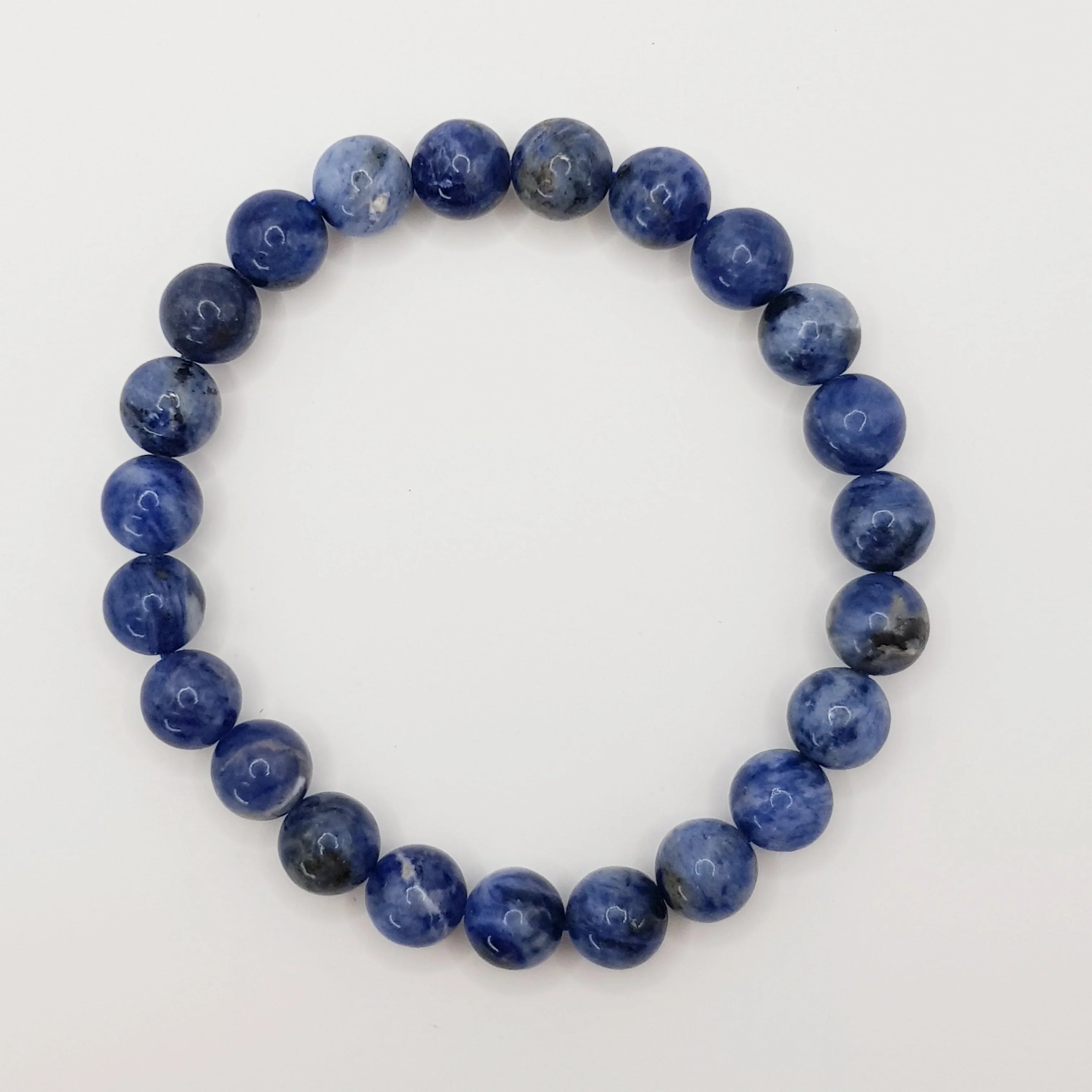 Sodalith-Perlenarmband – One-Size, Dehnbar, Handgefertigt - World of Crystals