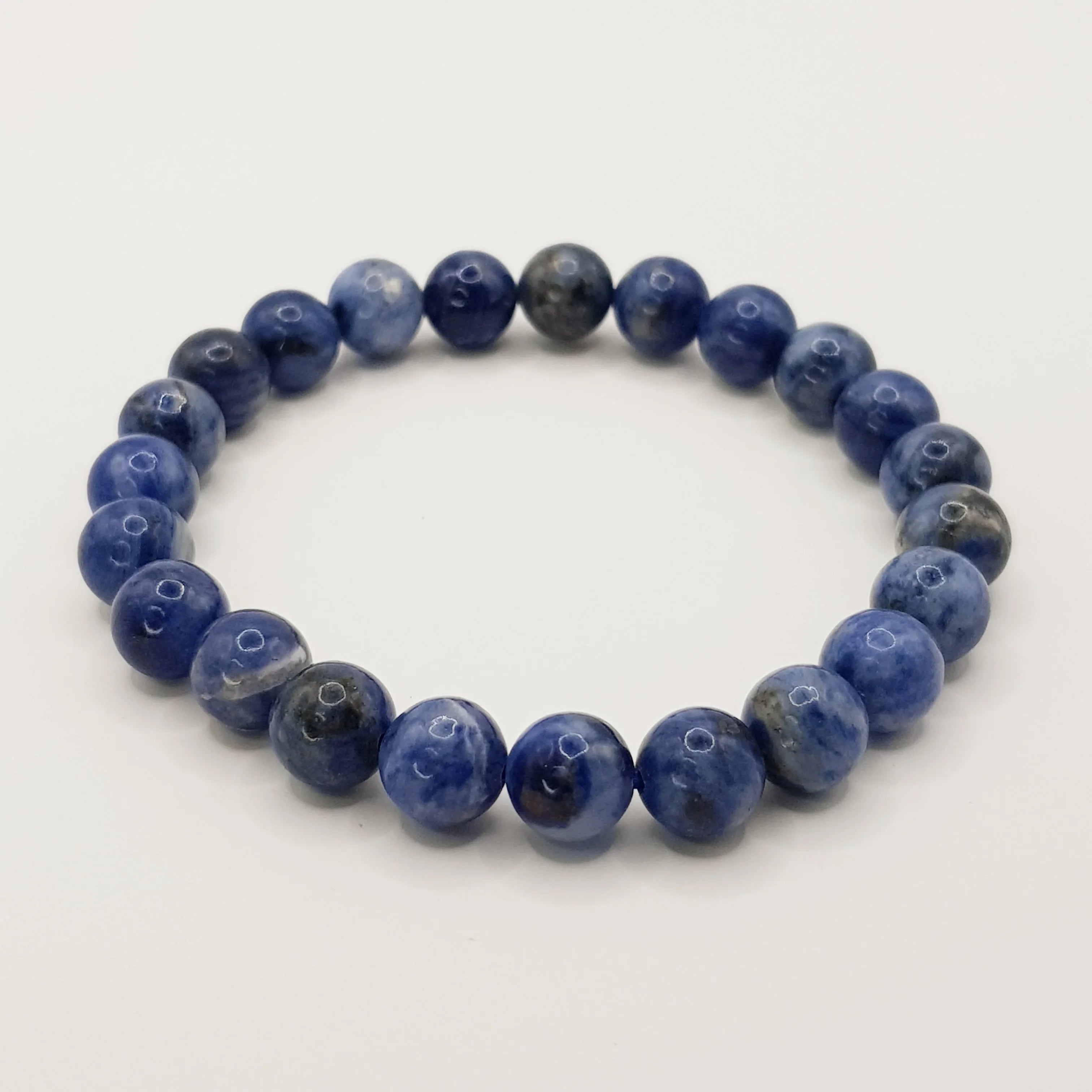 Sodalith-Perlenarmband – One-Size, Dehnbar, Handgefertigt - World of Crystals