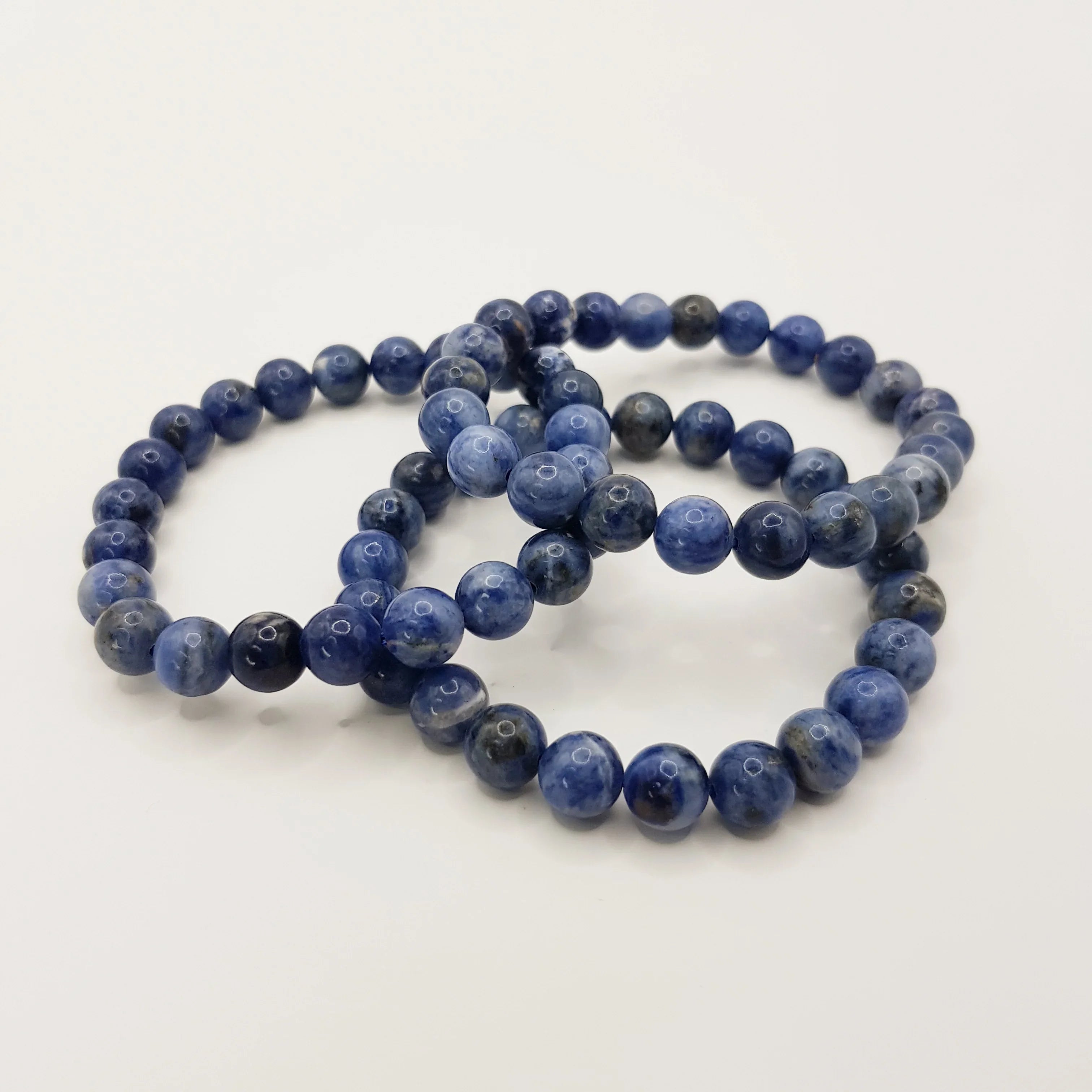 Sodalith-Perlenarmband – One-Size, Dehnbar, Handgefertigt - World of Crystals